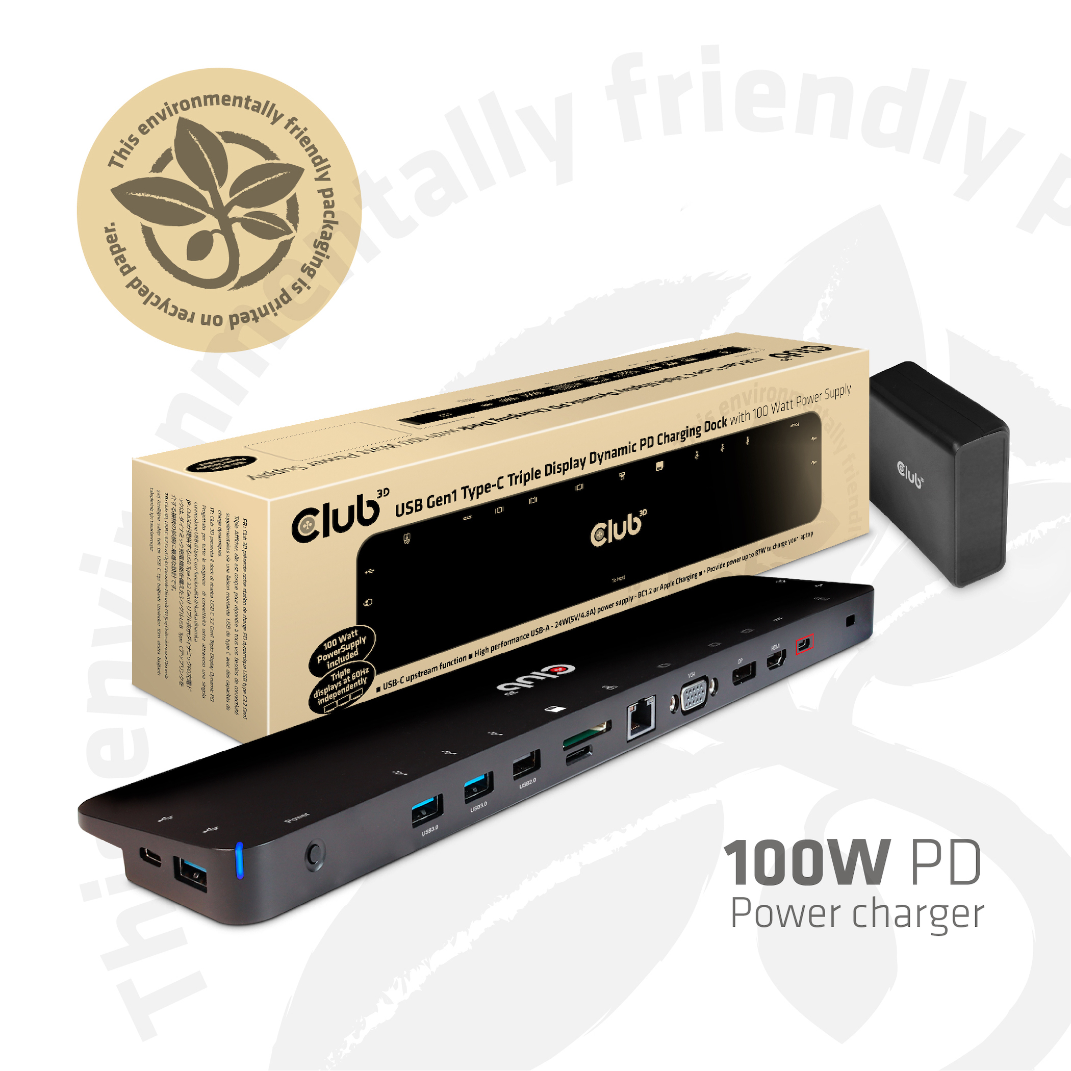 Club3D ChargingDock USB-C 3.2 ->7xUSB/­DP/­HDMI/­LAN/­Audio 100W ret Club3D ChargingDock USB-C 3.2 ->7xUSB/­DP/­HDMI/­LAN/­Audio 100W ret