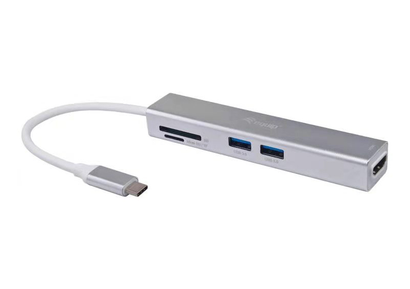 Equip Adapter USB-C->HDMI/&shy;2xUSB3.0/&shy;SD/&shy;TF 4K/&shy; 30Hz 0.15m Alu.