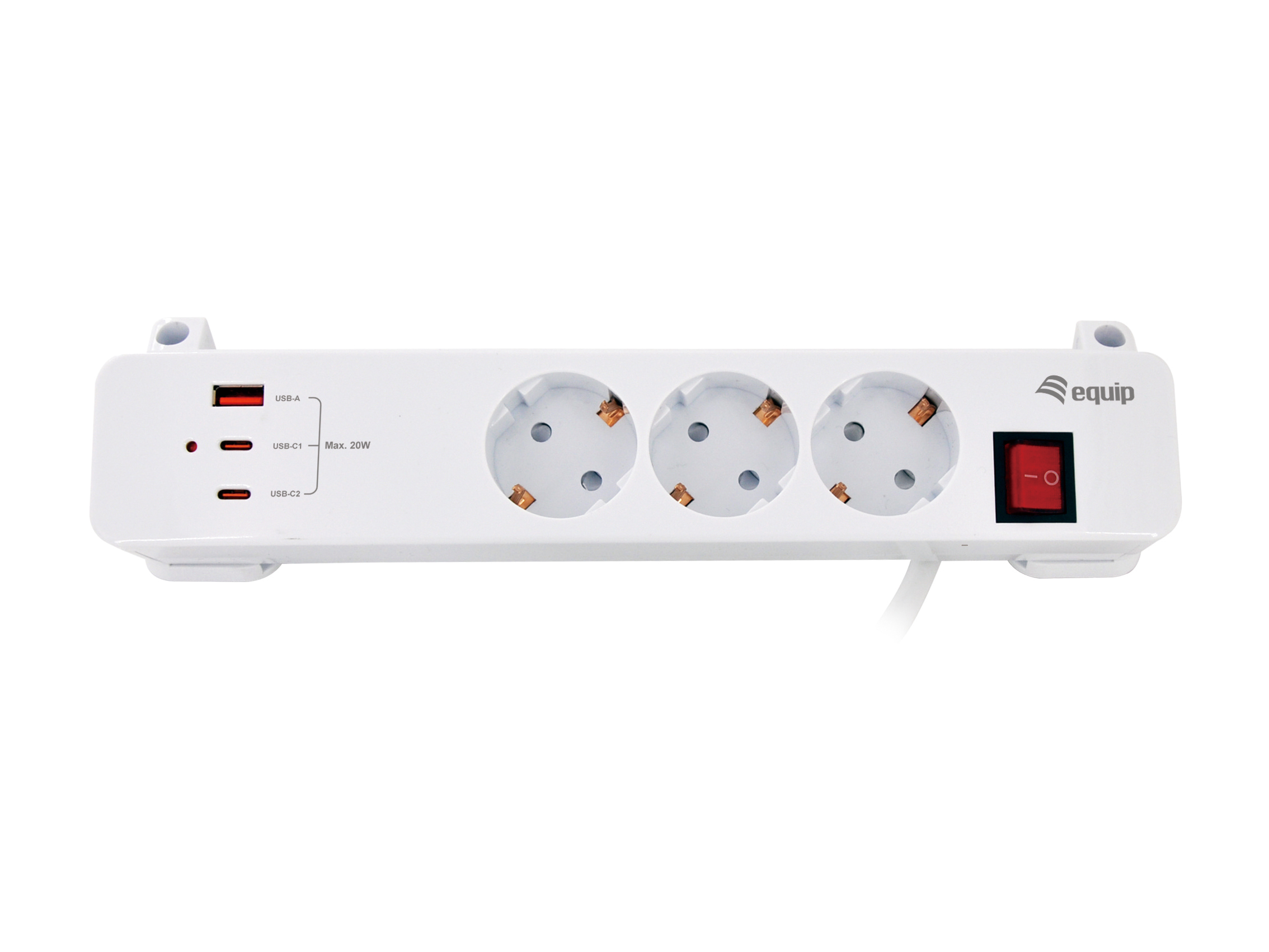 Equip Steckdosenleiste 3xSchuko/&shy;2xUSBC/&shy;USBA+Switch CL Pla.