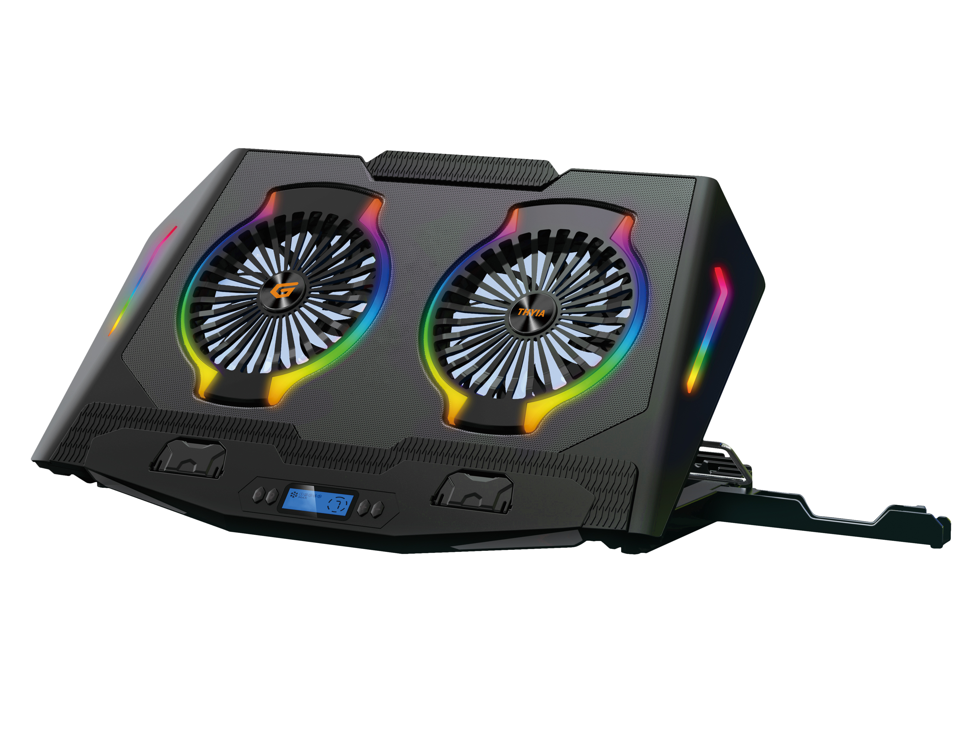CONCEPTRONIC 2-Fan USB-A2.0 Laptop-Kühlpad 40Kg RGB   17" sw
