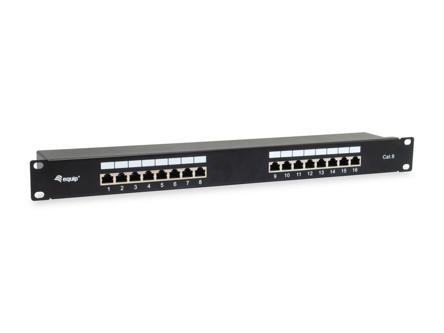 Equip 19" Patchpanel 16xRJ45 Cat6 FTP 1U 250MHz RAL9005