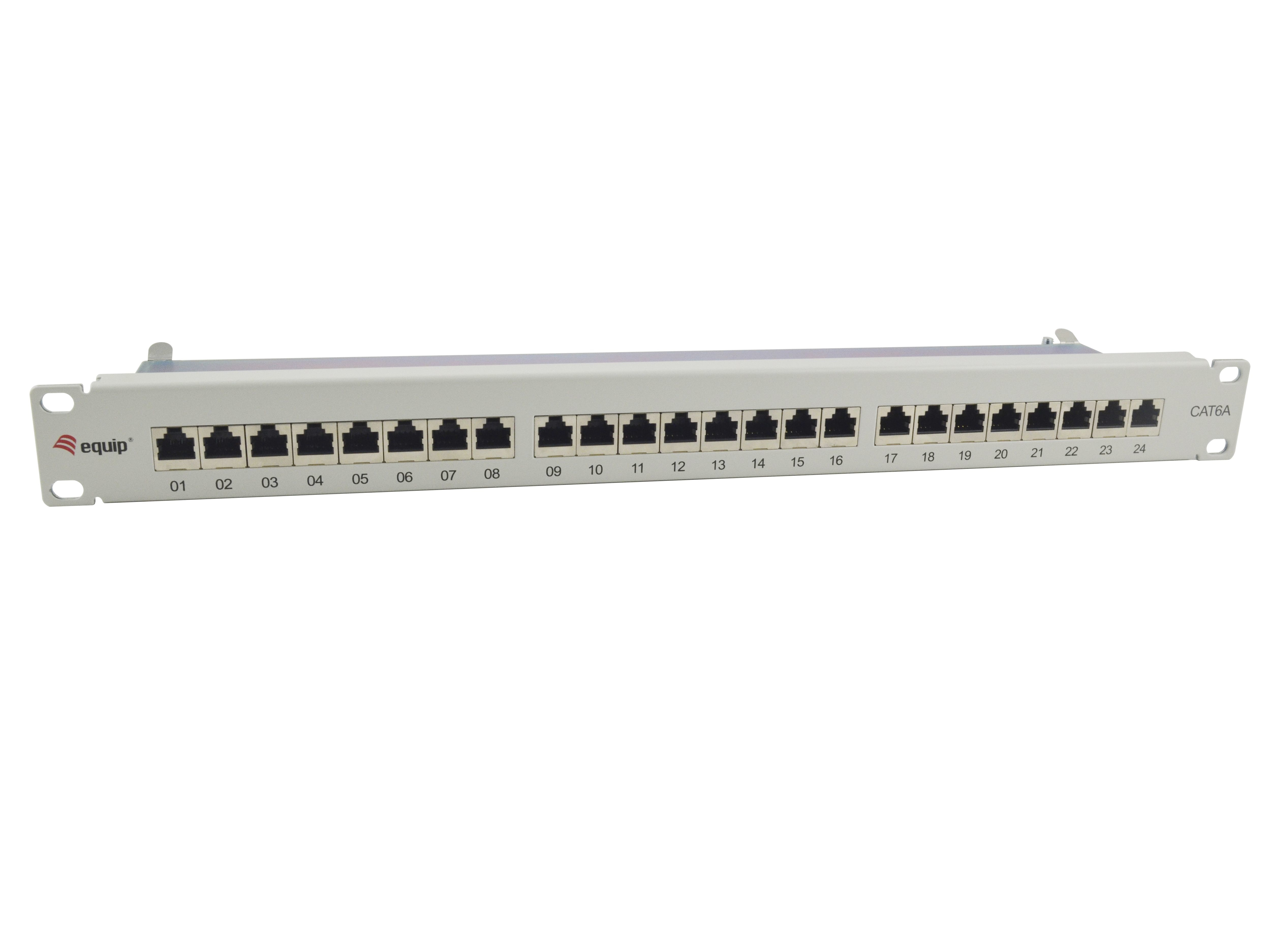 Equip 19" Patchpanel 24xRJ45 Cat6a FTP 1U 500MHz RAL7035