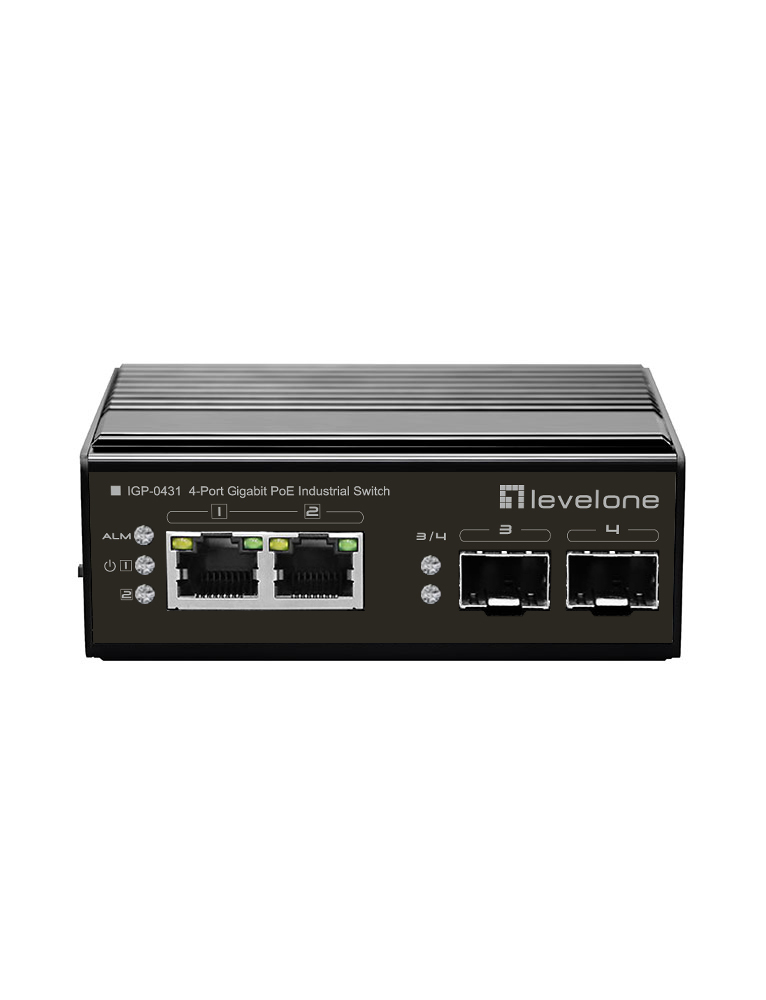 LevelOne Industr.PoE+Switch 2xGE PoE/&shy;2xSFP 180W unman.Metall
