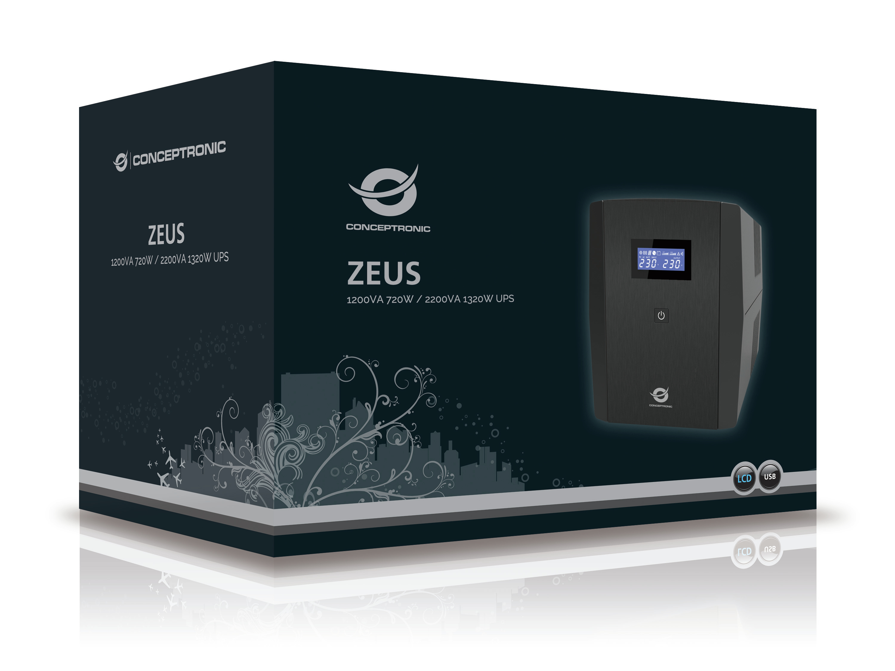Conceptronic ZEUS03EM Unterbrechungsfreie Stromversorgung (USV) Line-Interaktiv 1,2 kVA 720 W 5 AC-Ausgänge