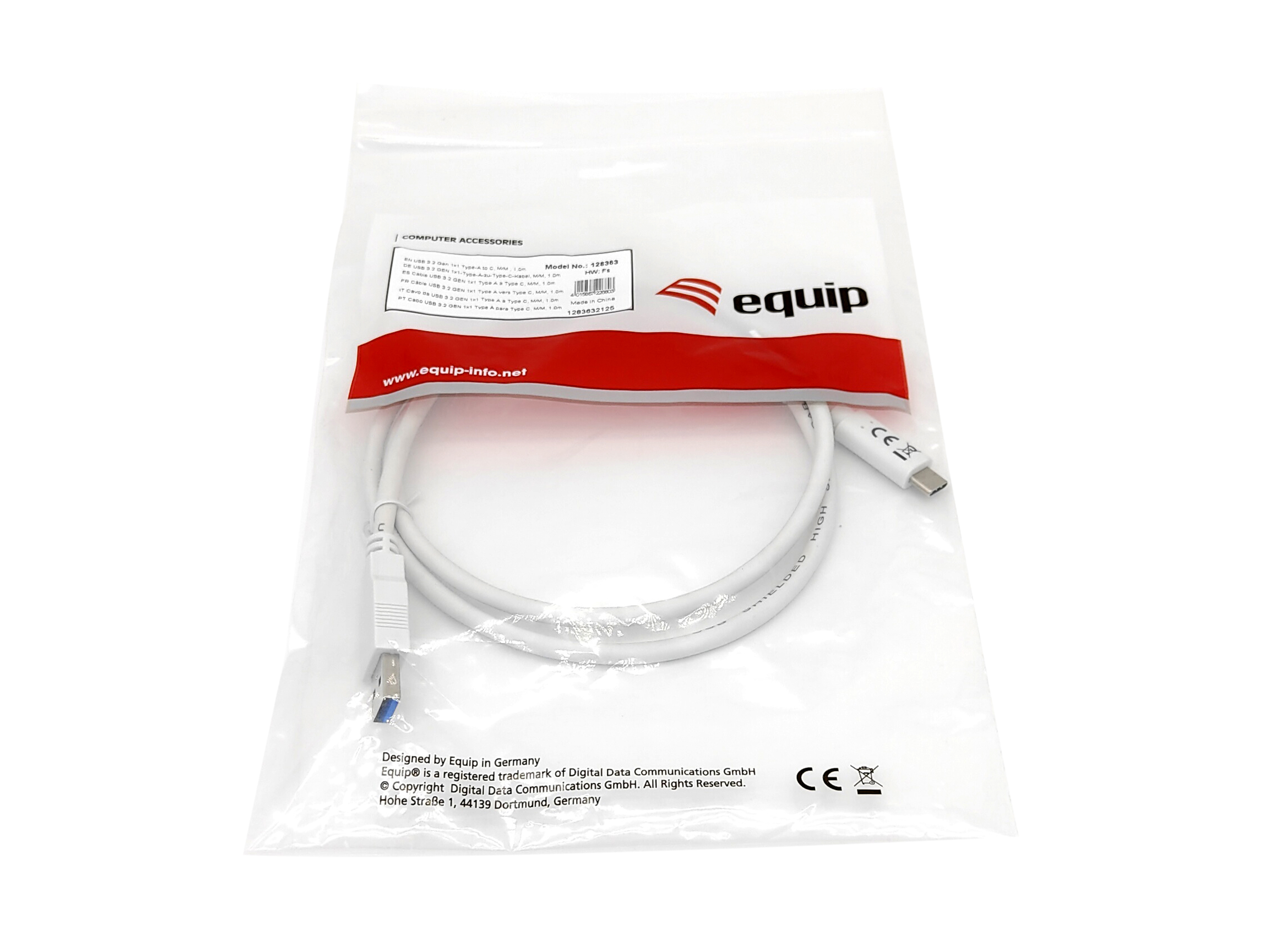 Equip Kabel USB-C3.2->A Gen1 5Gbps St/St 0.50m weiß