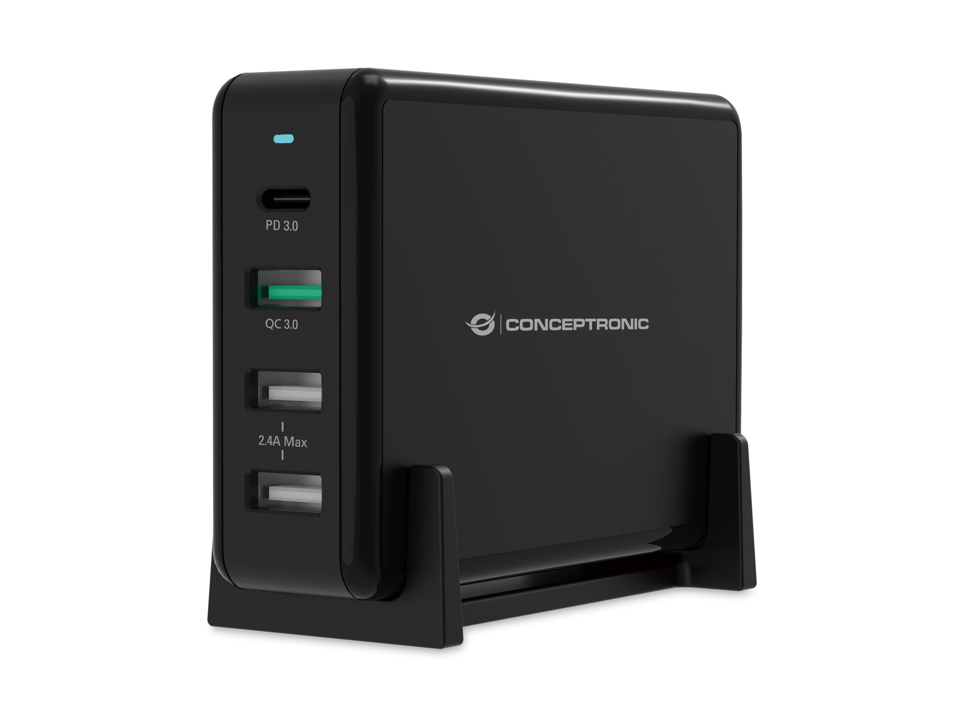 CONCEPTRONIC Ladegerät 4Port 3xUSB-A/&shy;1xC Desk 65WPD3.0 sw