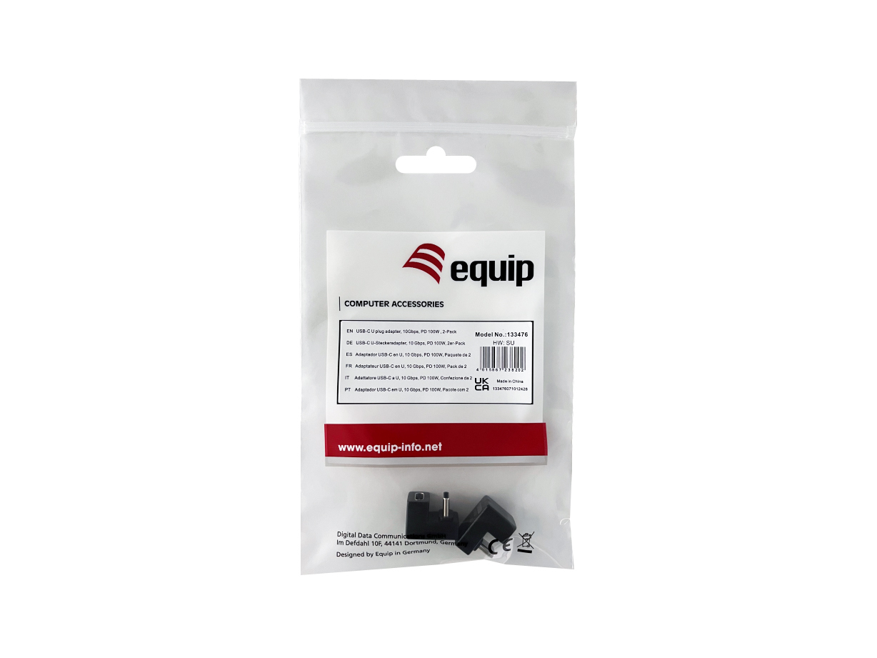 Equip Adapter USB-C->USB-C 180°          10Gbps PD 100W 2Stk