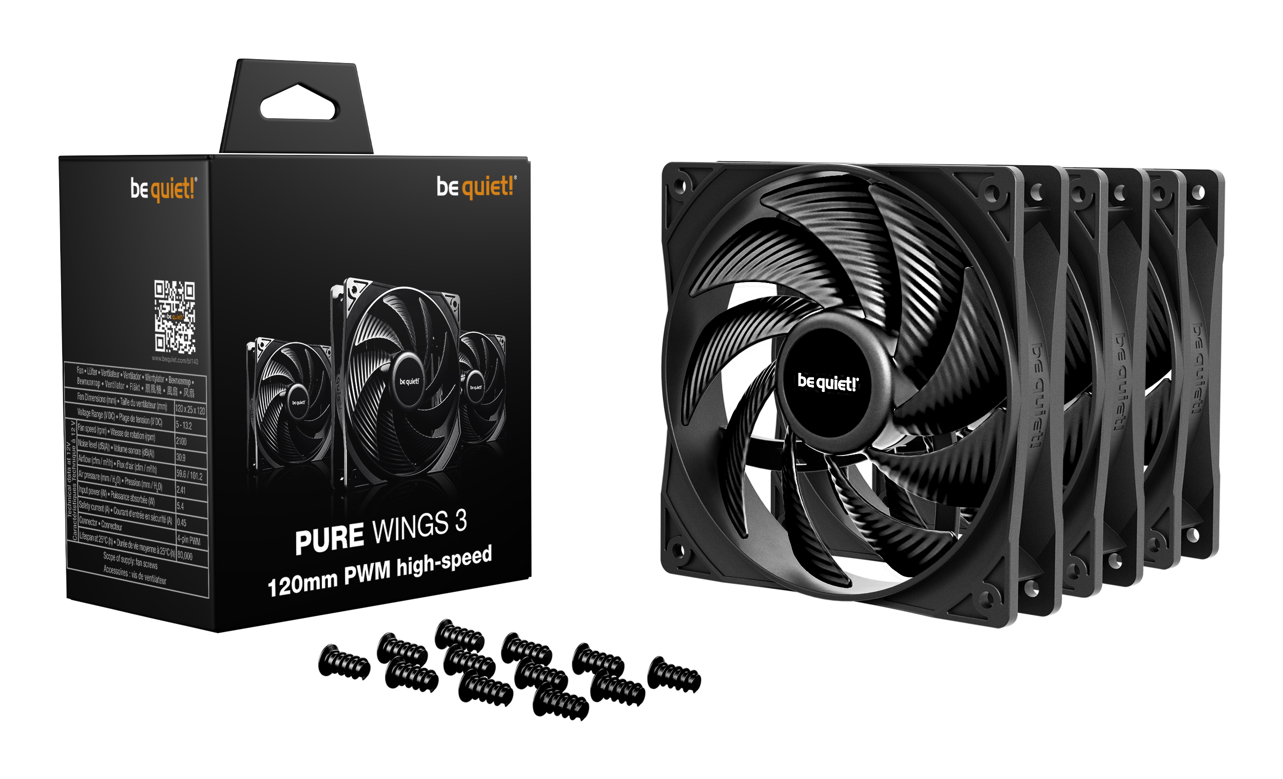 be quiet! Lüfter 120mm Pure Wings 3 PWM high-speed 3-Pack