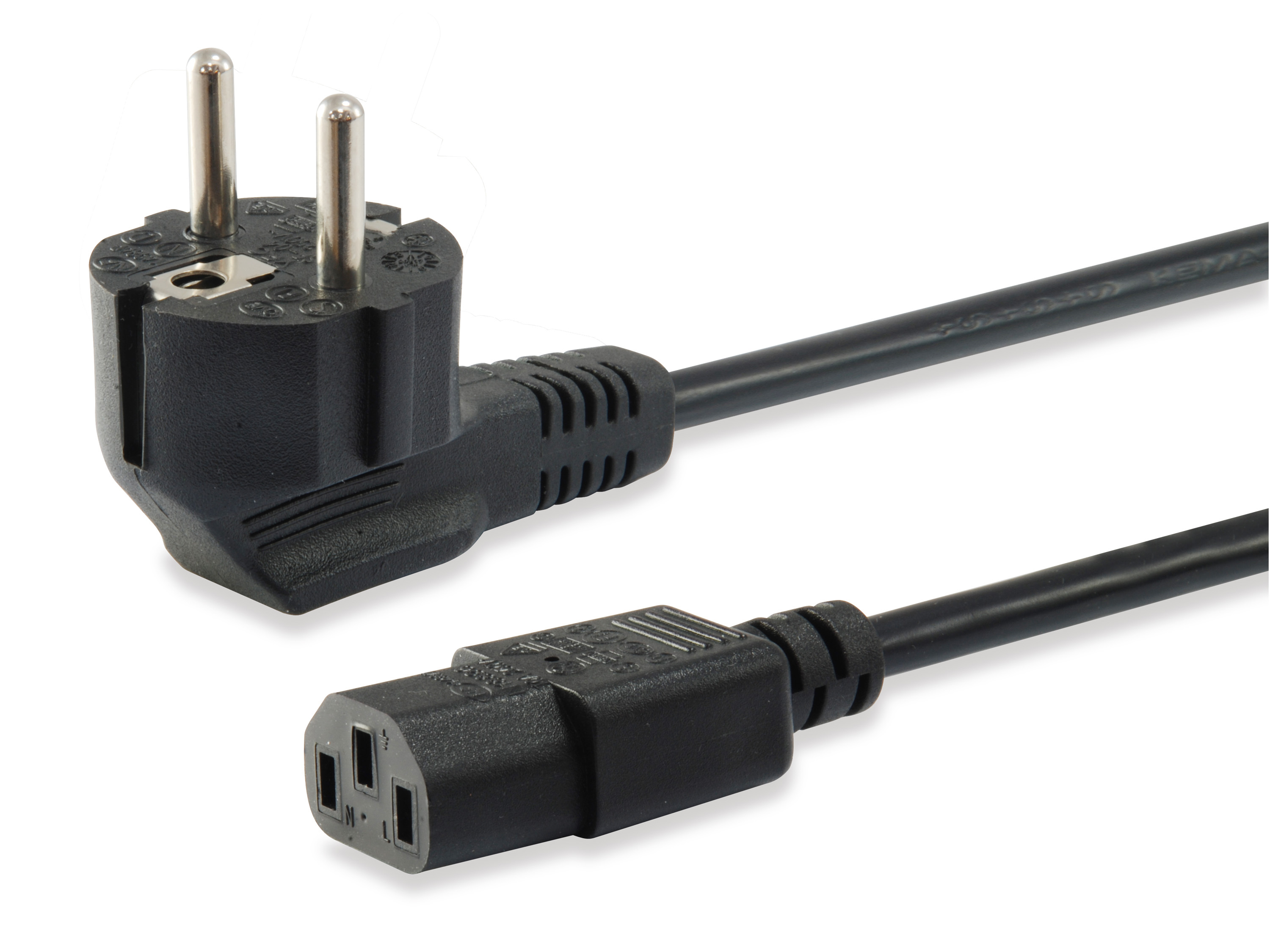 Equip Stromkabel CEE 7/&shy;7 90°->C13 St/&shy;Bu   schwarz  1.80m PVC Pol