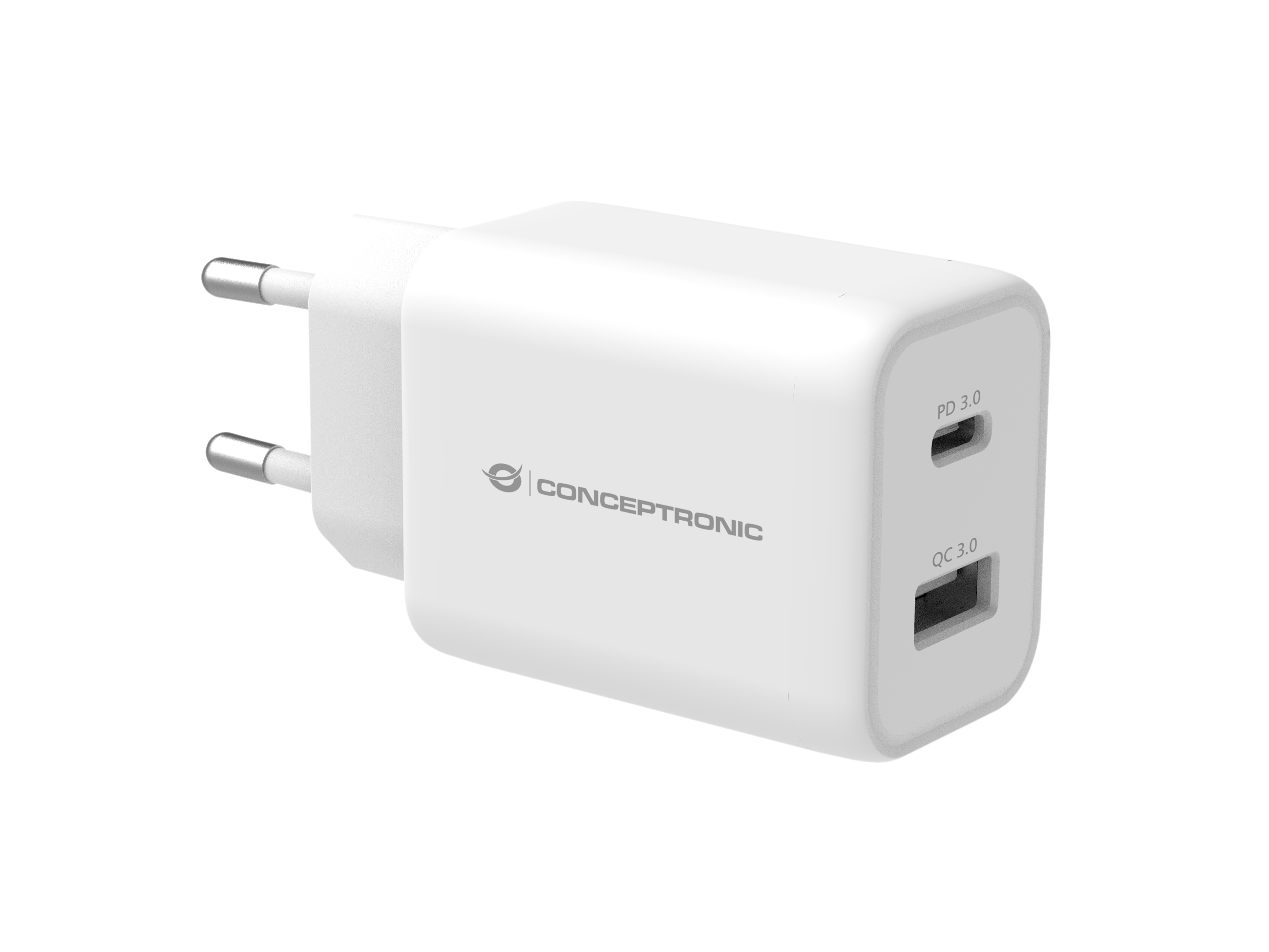 CONCEPTRONIC Ladegerät 2Port USB-C/&shy;-A 33WPD3.0/&shy;PPS ws