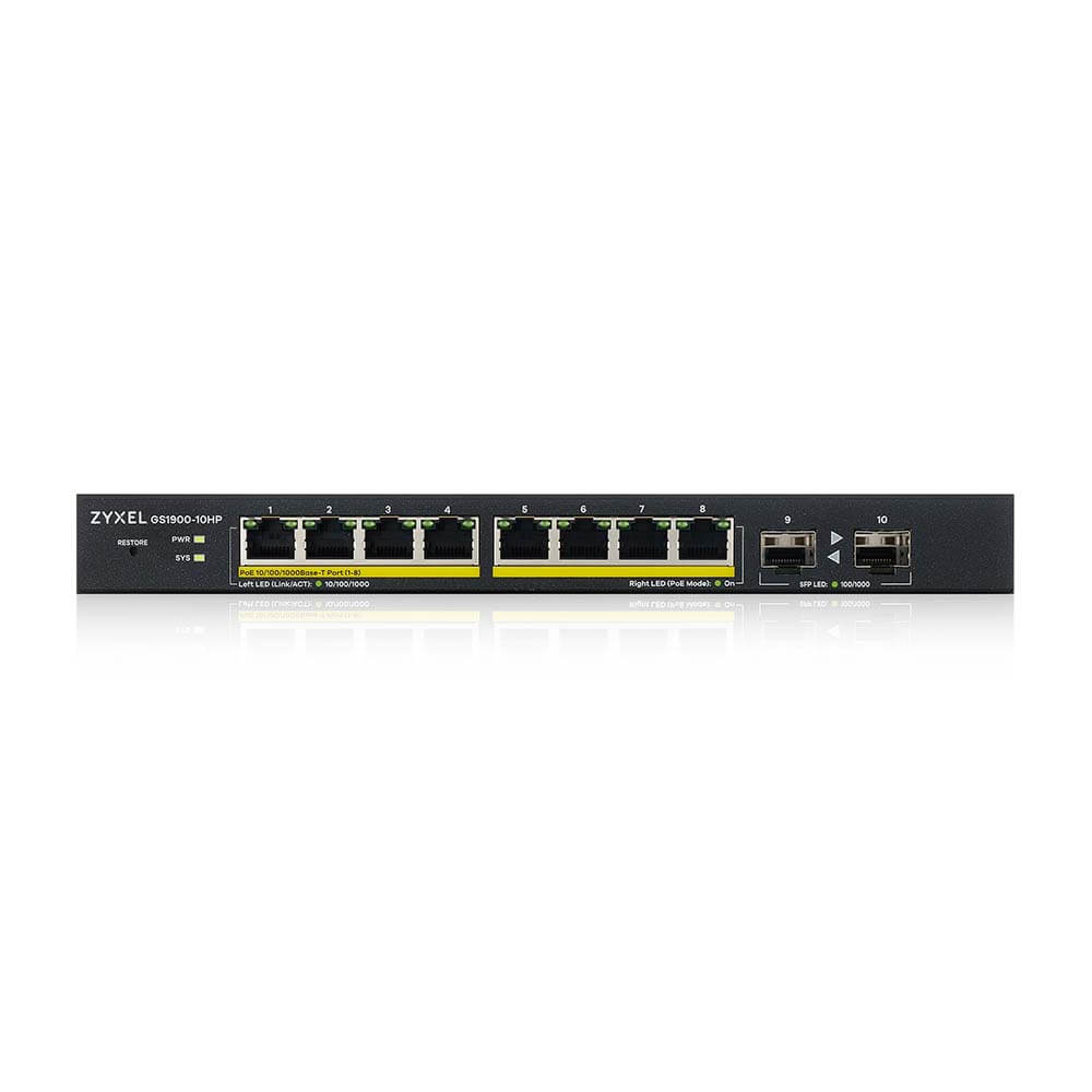 Zyxel Switch 8x GS1900-10HP GbE L2 POE+ /+2 SFP slots Switche