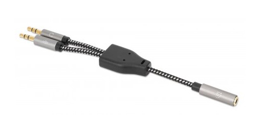 MANHATTAN Headset-Adapterkabel mit Aux Y-Audiosplitter 15cm