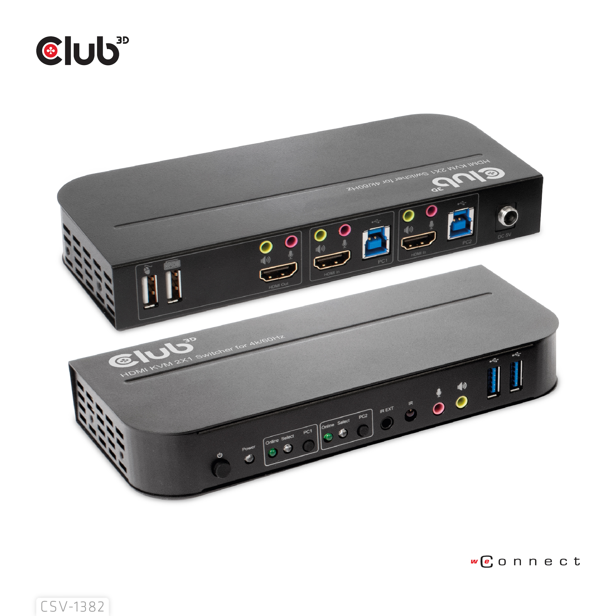 Club3D KVM Switch 4K60Hz 2x HDMI > HDMI/&shy;2xUSB/&shy;Audio retail