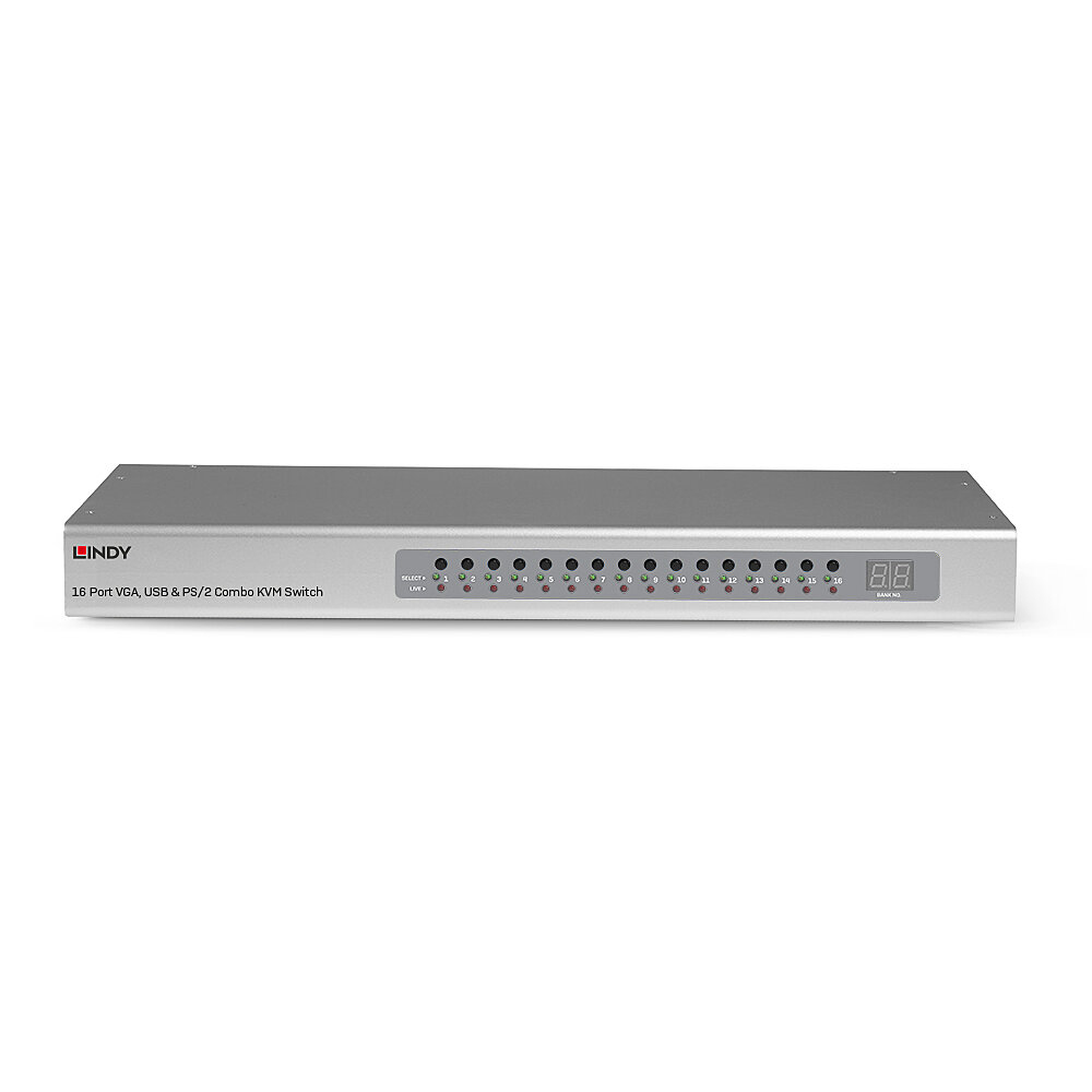 Lindy 39527 Tastatur/Video/Maus (KVM)-Switch Rack-Einbau Silber