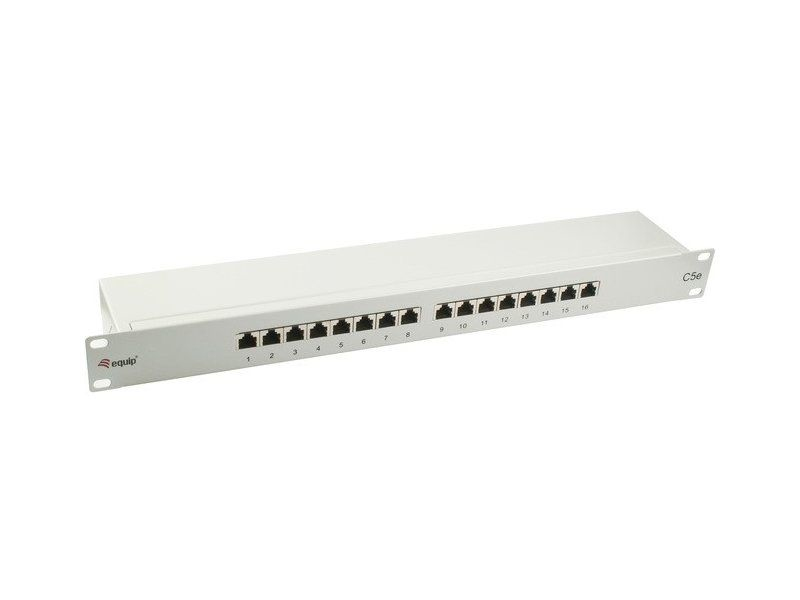 Equip 19" Patchpanel 16xRJ45 Cat5e FTP 1U    1000MHz RAL7035