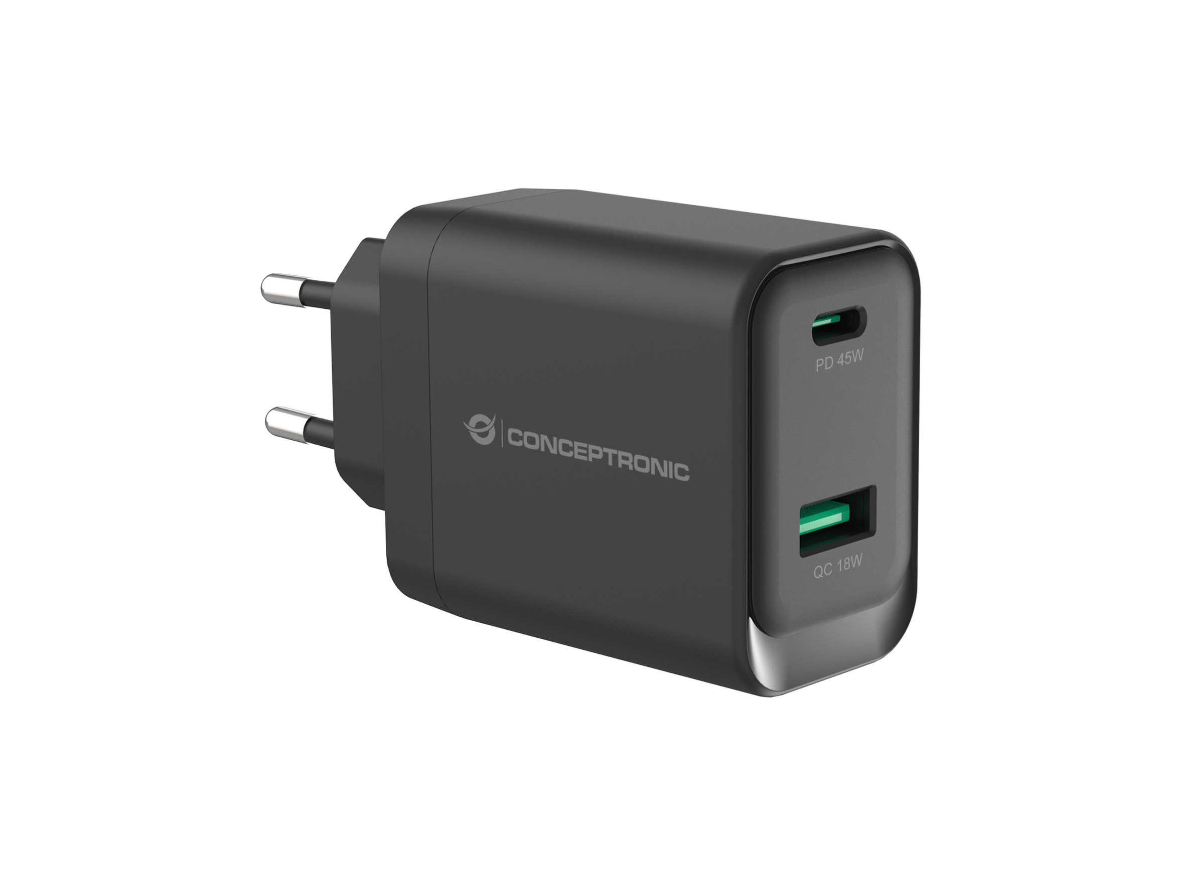CONCEPTRONIC Ladegerät 2Port GaN USB-C/­-A 45WPD3.0/­PPS sw CONCEPTRONIC Ladegerät 2Port GaN USB-C/­-A 45WPD3.0/­PPS sw