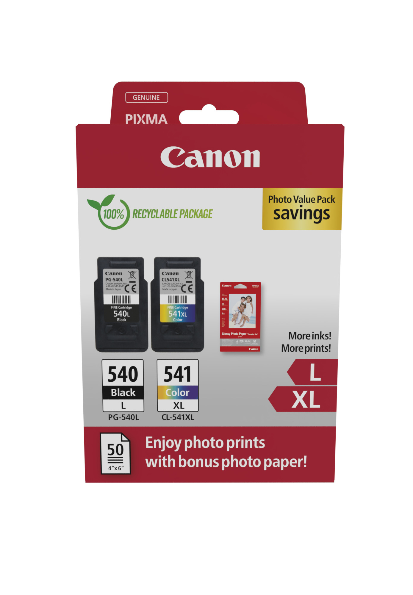 Patrone Canon PG-540L / CL-541XL black + color+Papier PatronenValuePack