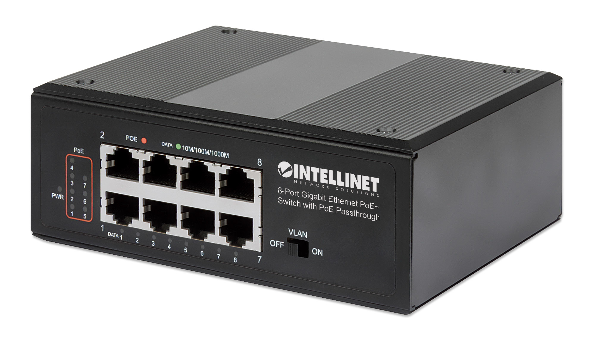 INTELLINET 8-Port PoE+ Gigabit Switch mit PoE-Passthrough INTELLINET 8-Port PoE+ Gigabit Switch mit PoE-Passthrough
