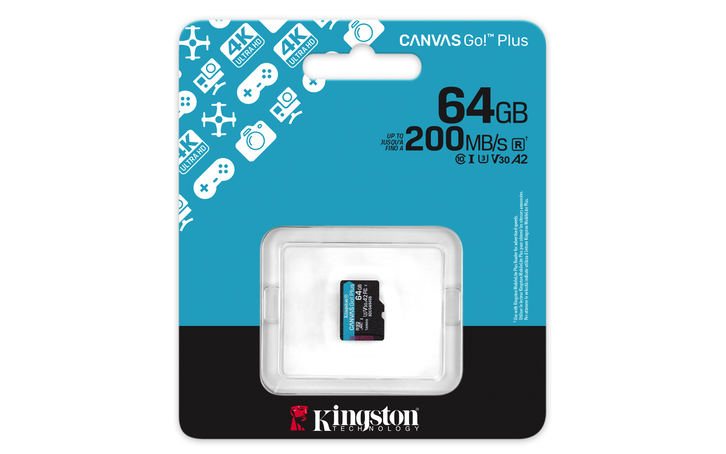 SD MicroSD Card 64GB Kingston SDXC Canvas Go Plus retail