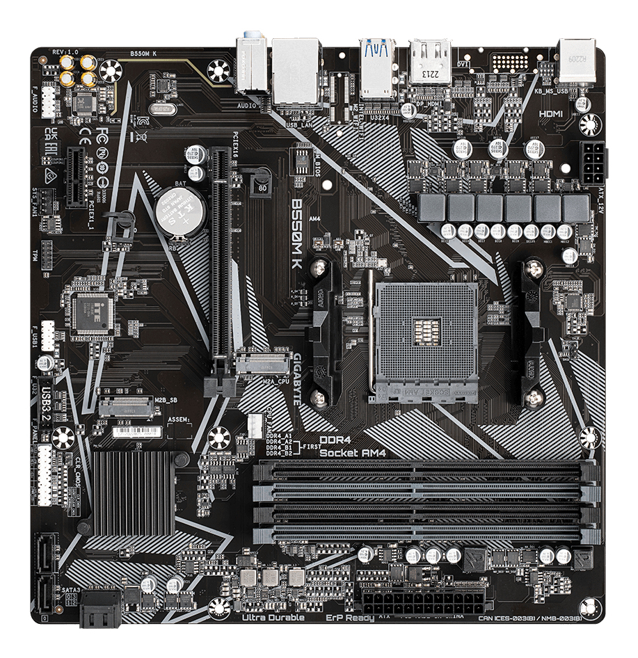 Gigabyte B550M K (B550,AM4,mATX,DDR4) Mainboards AMD