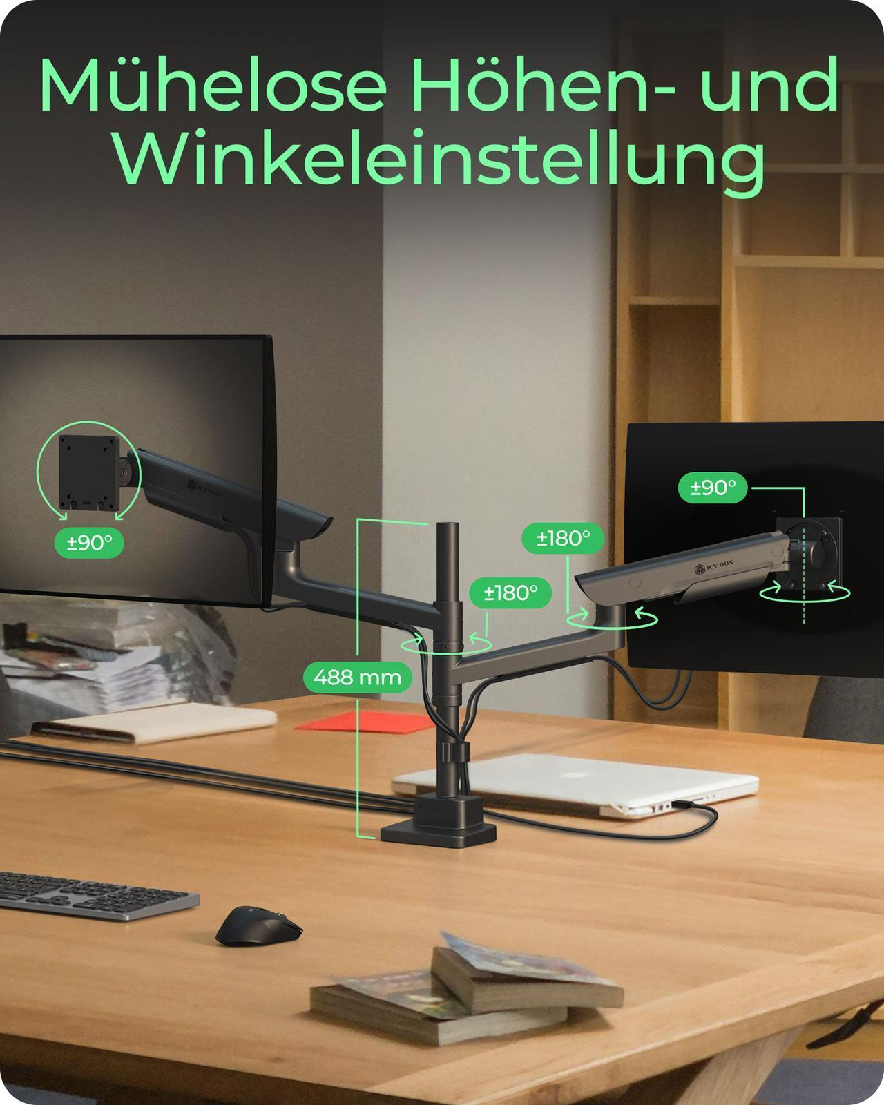 Monitorständer IcyBox 2 Monitore bis zu 57
