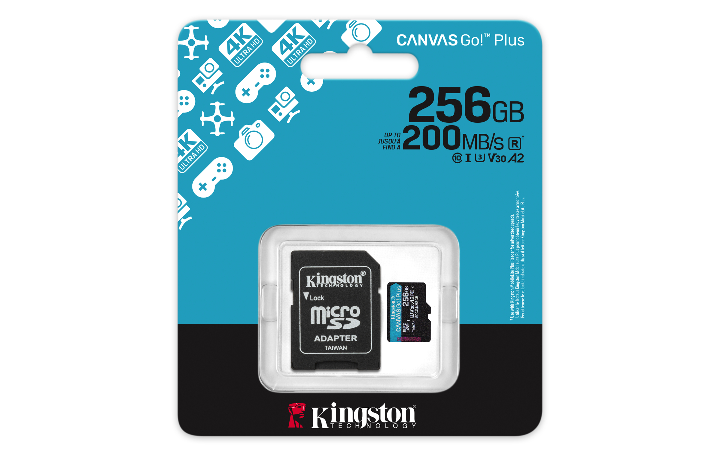SD MicroSD Card 256GB Kingston SDXC Canvas Go Plus retail