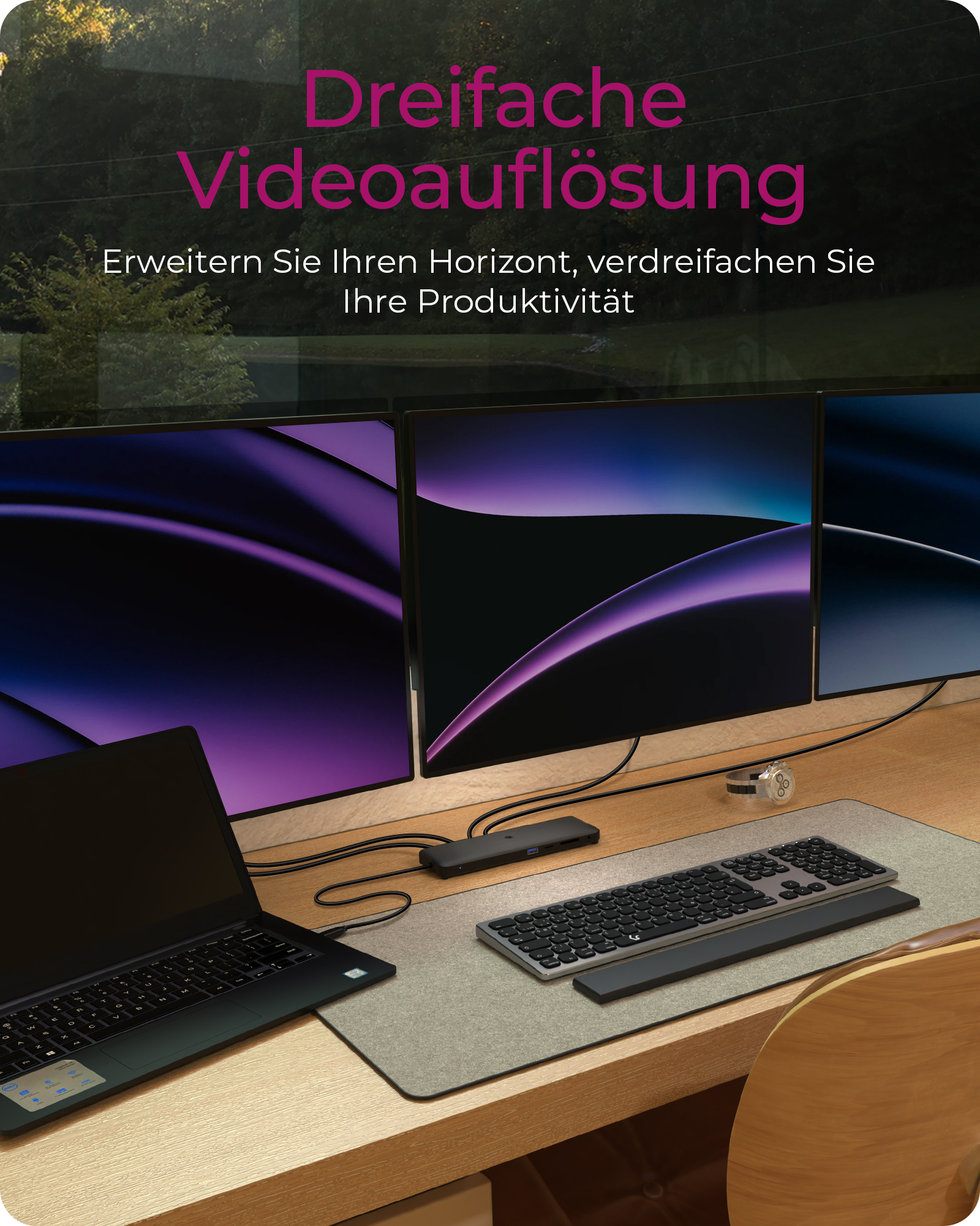 Dockingstation IcyBox USB Type-C mit dreifach Videoausgabe retail
