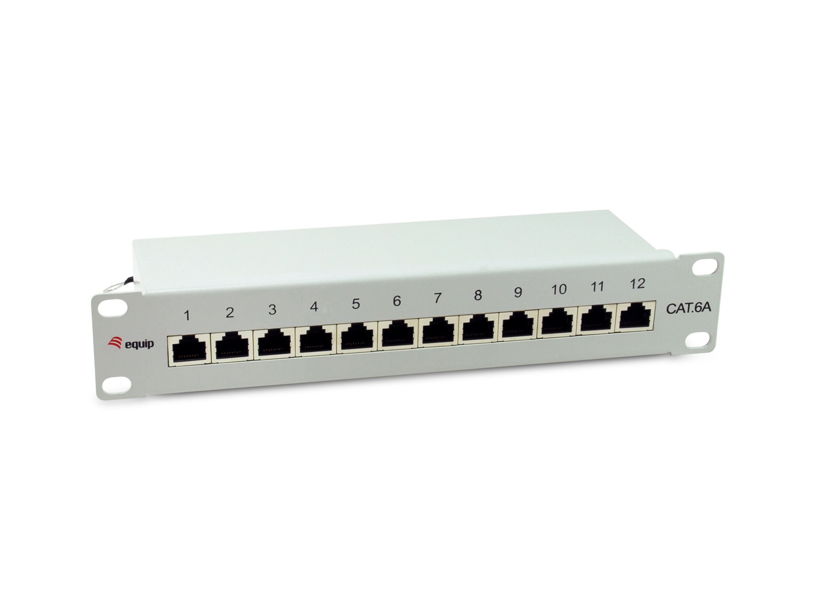 Equip 10" Patchpanel 12xRJ45 Cat6a FTP 1U     500MHz RAL7035