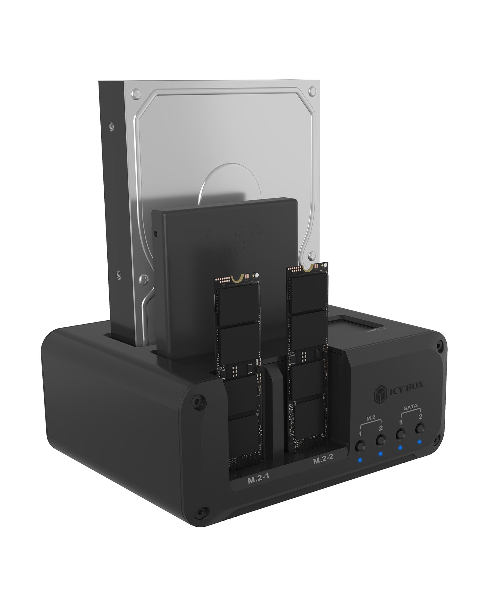 Geh. IcyBox 4-Bay für 2x M.2 NVMe und 2x 2,5"/­3,5" HDD/­SSD Geh. IcyBox 4-Bay für 2x M.2 NVMe und 2x 2,5"/­3,5" HDD/­SSD