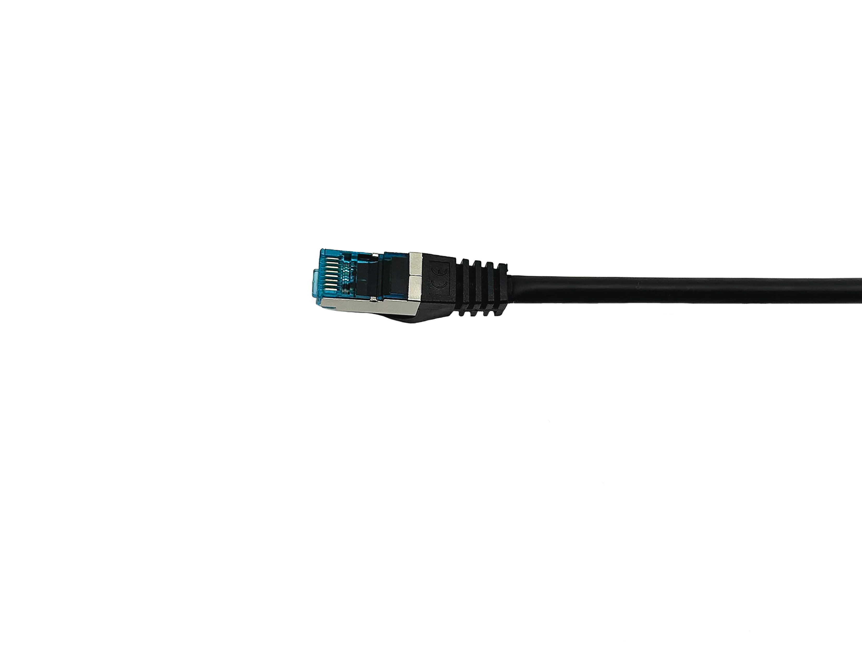 Equip Cat.6A S/FTP Patchkabel, gewinkelter zu geradem Stecker, 2,0 m, Schwarz