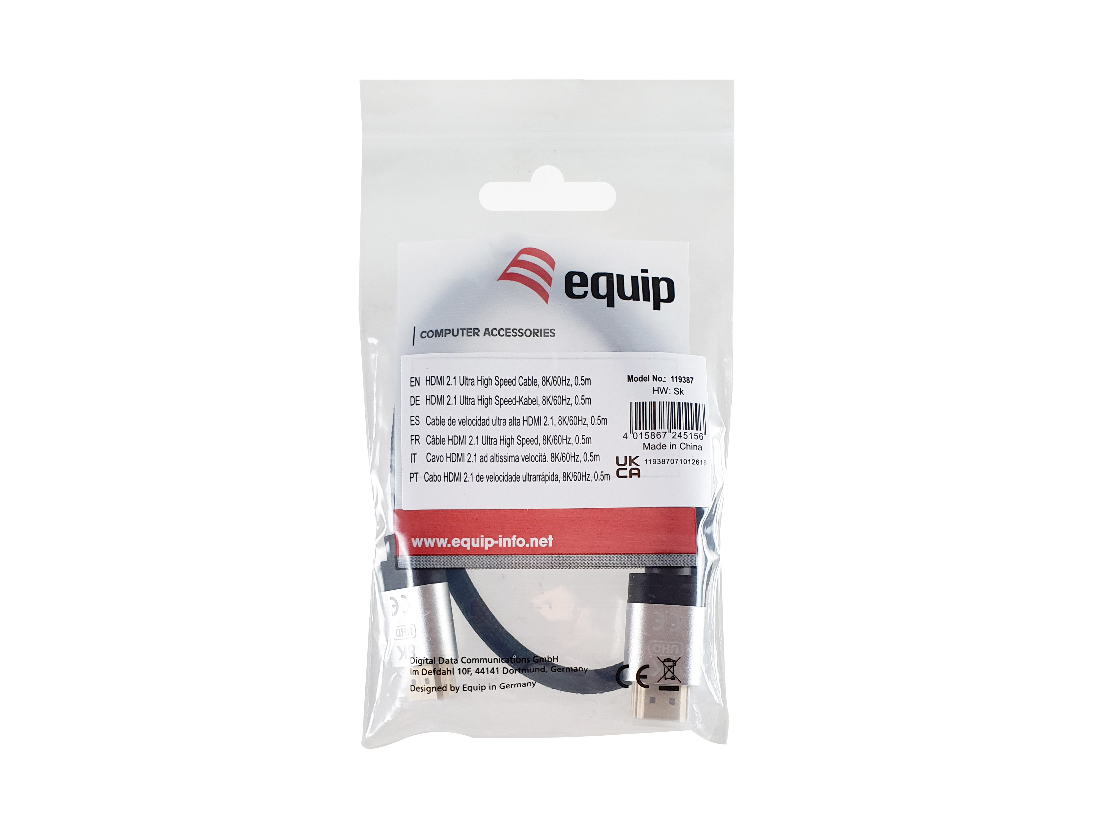 Equip HDMI UHS Ethernet 2.1 48Gbps 8K/60Hz 0,50m schwarz