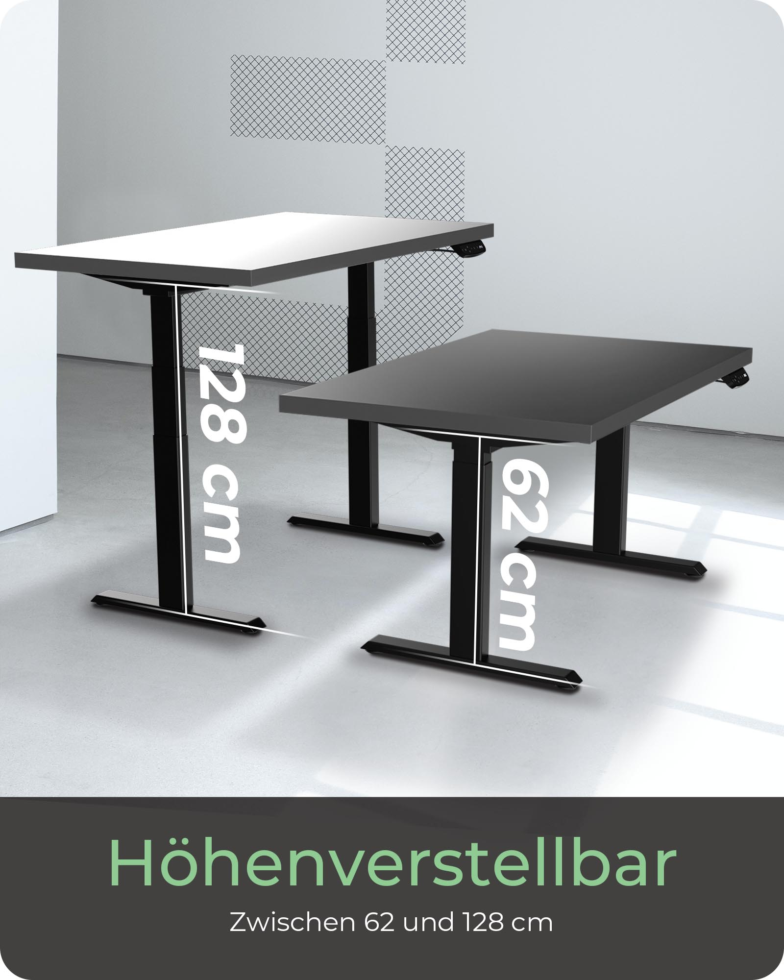Tischgestell IcyBox elektr. höhenverstel. ohne Platte schwa.