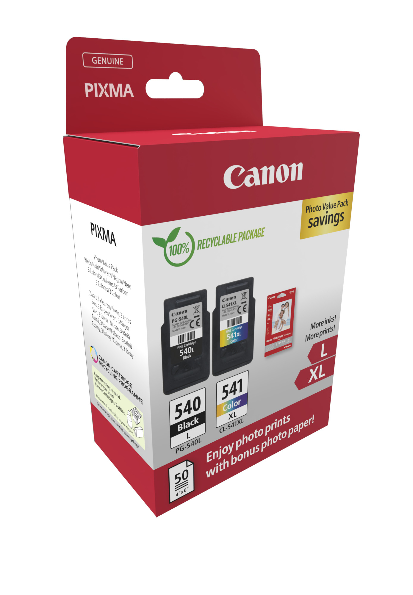 Patrone Canon PG-540L / CL-541XL black + color+Papier