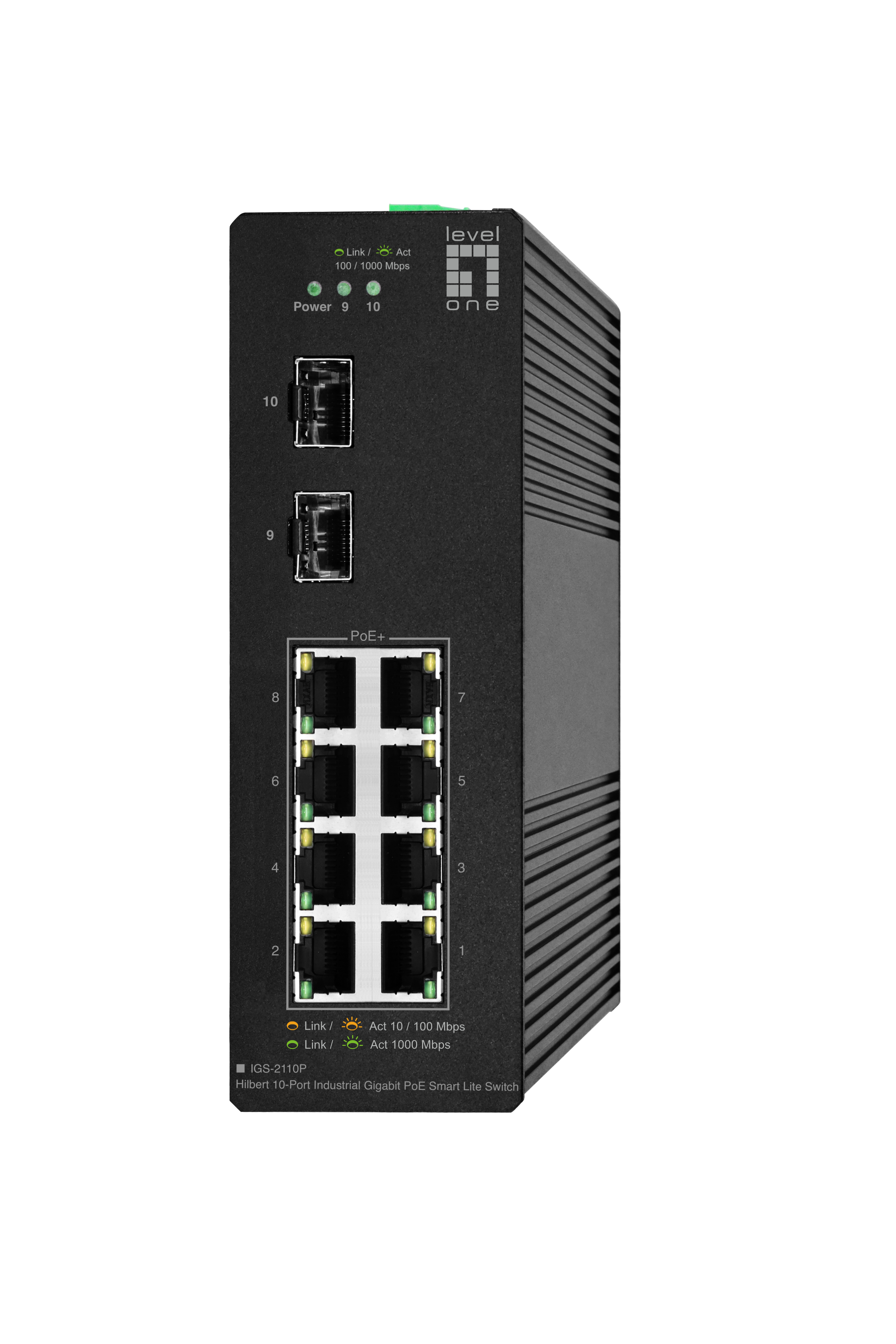 LevelOne Industr.PoE+Switch 8xGE PoE/&shy;2xSFP 110W Hilbert SL