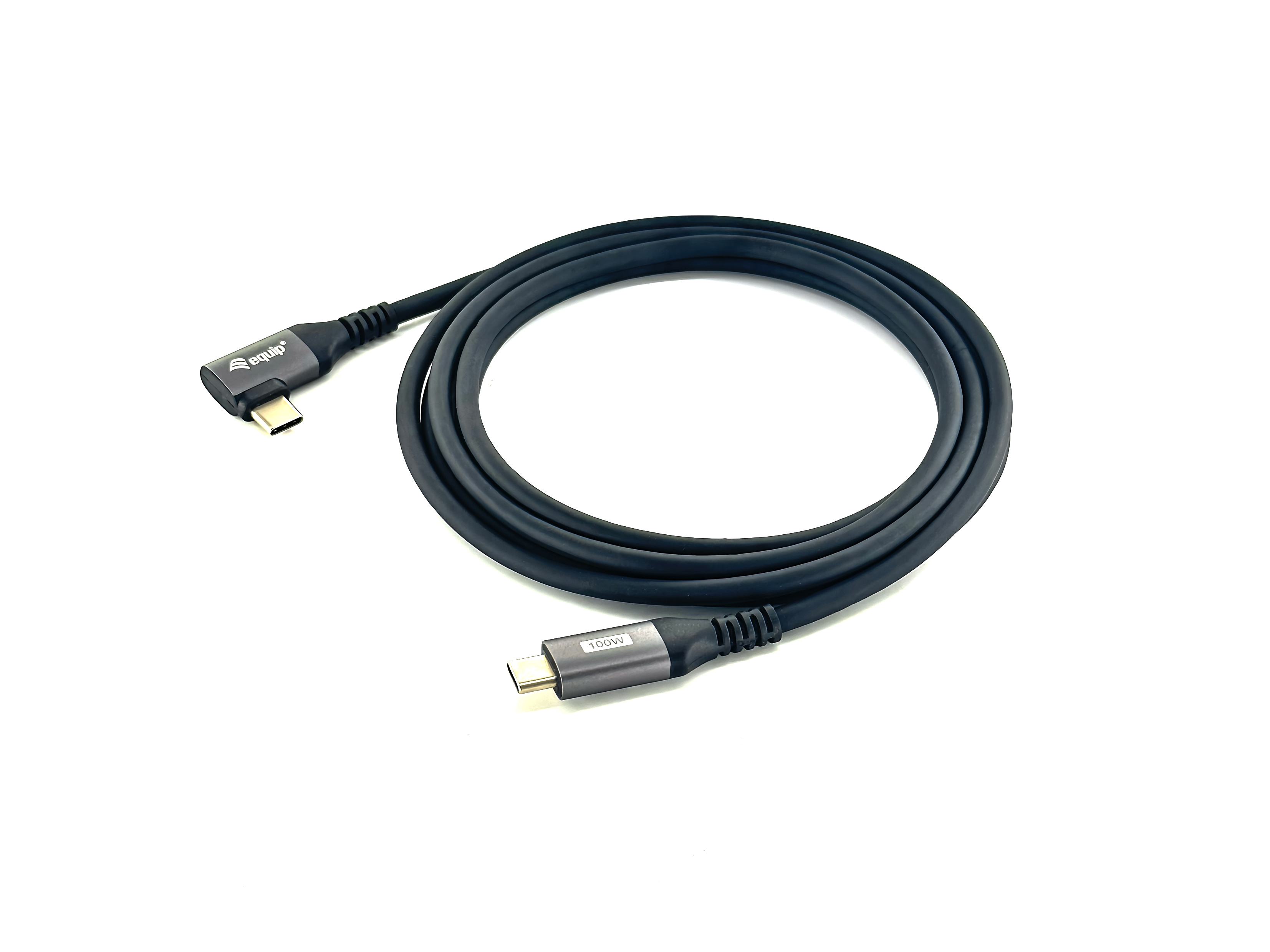 Equip USB 2.0 C auf C 90° abgewinkeltes Kabel, Stecker/Stecker, 2,0 m, 100 W mit Emark-Chip