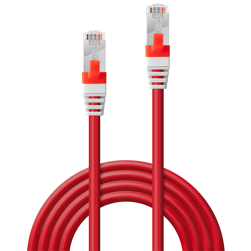 LINDY Patchkabel Cat6(A) SSTP / S/FTP PIMF rot 5.00m 10Gbit Patchkabel RJ45