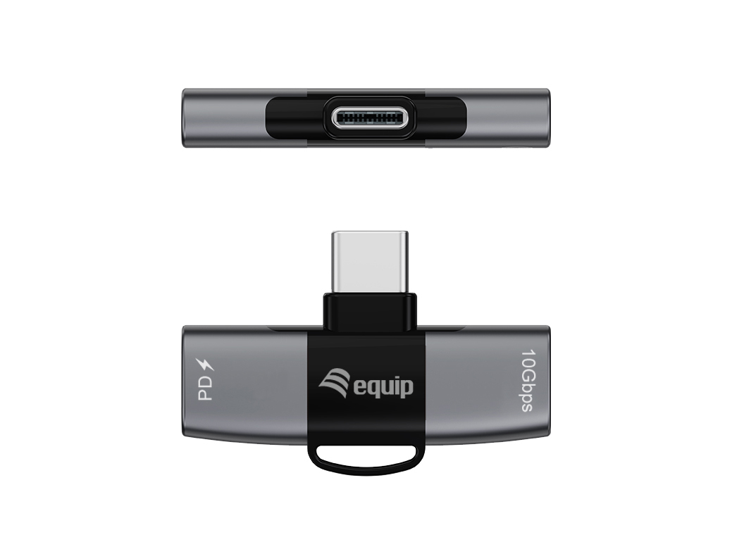 Equip Adapter USB-C->2xUSB-C             10Gbps PD 100W Alu.