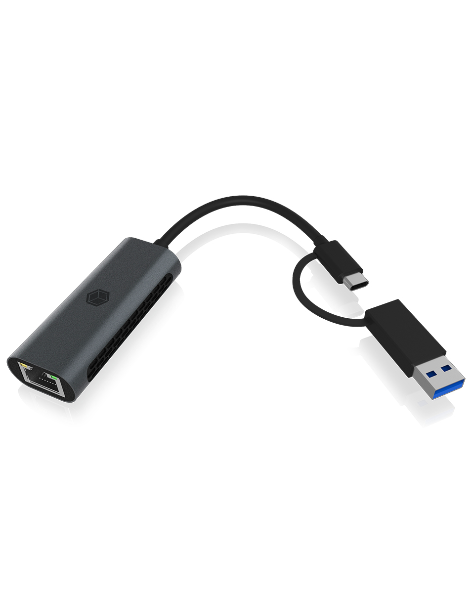 Adapter IcyBox USB3.2 Gen1 Type-A, Type-C 2.5GB Ethernet LAN ret