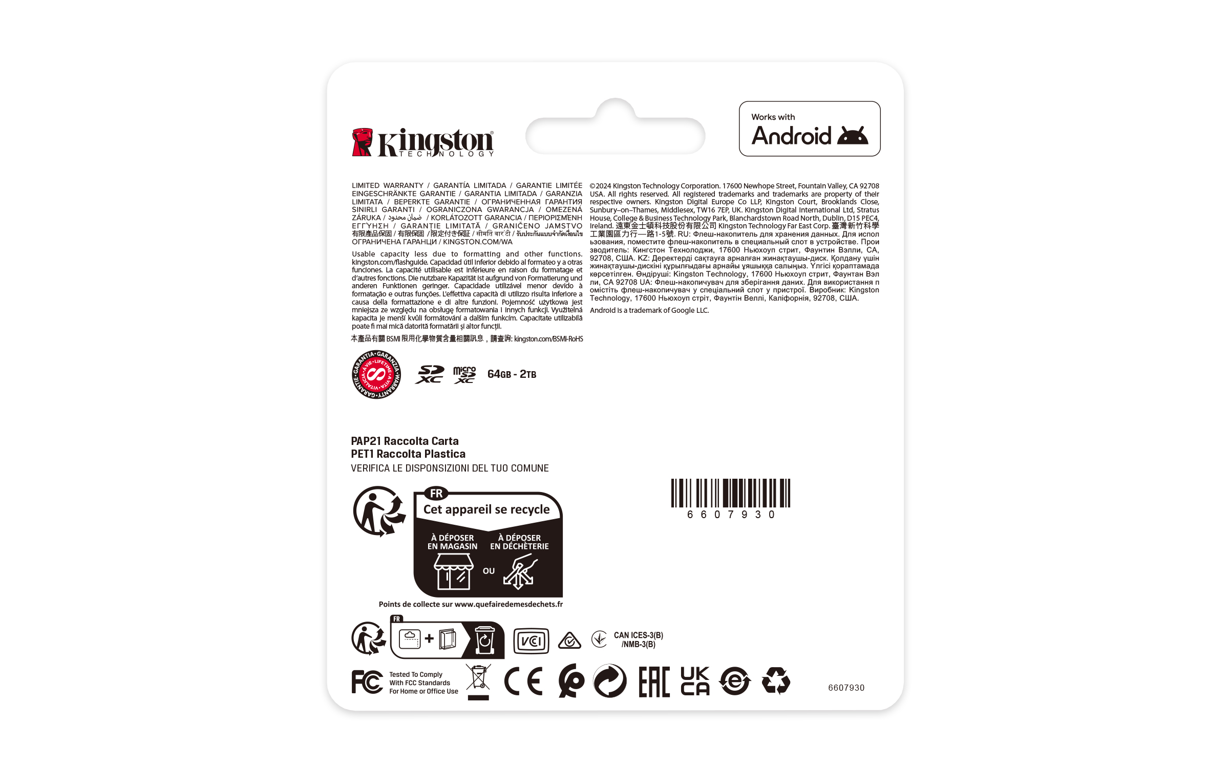 SD MicroSD Card 512GB Kingston SDXC Canvas+ Gen3 o.Adapter retail
