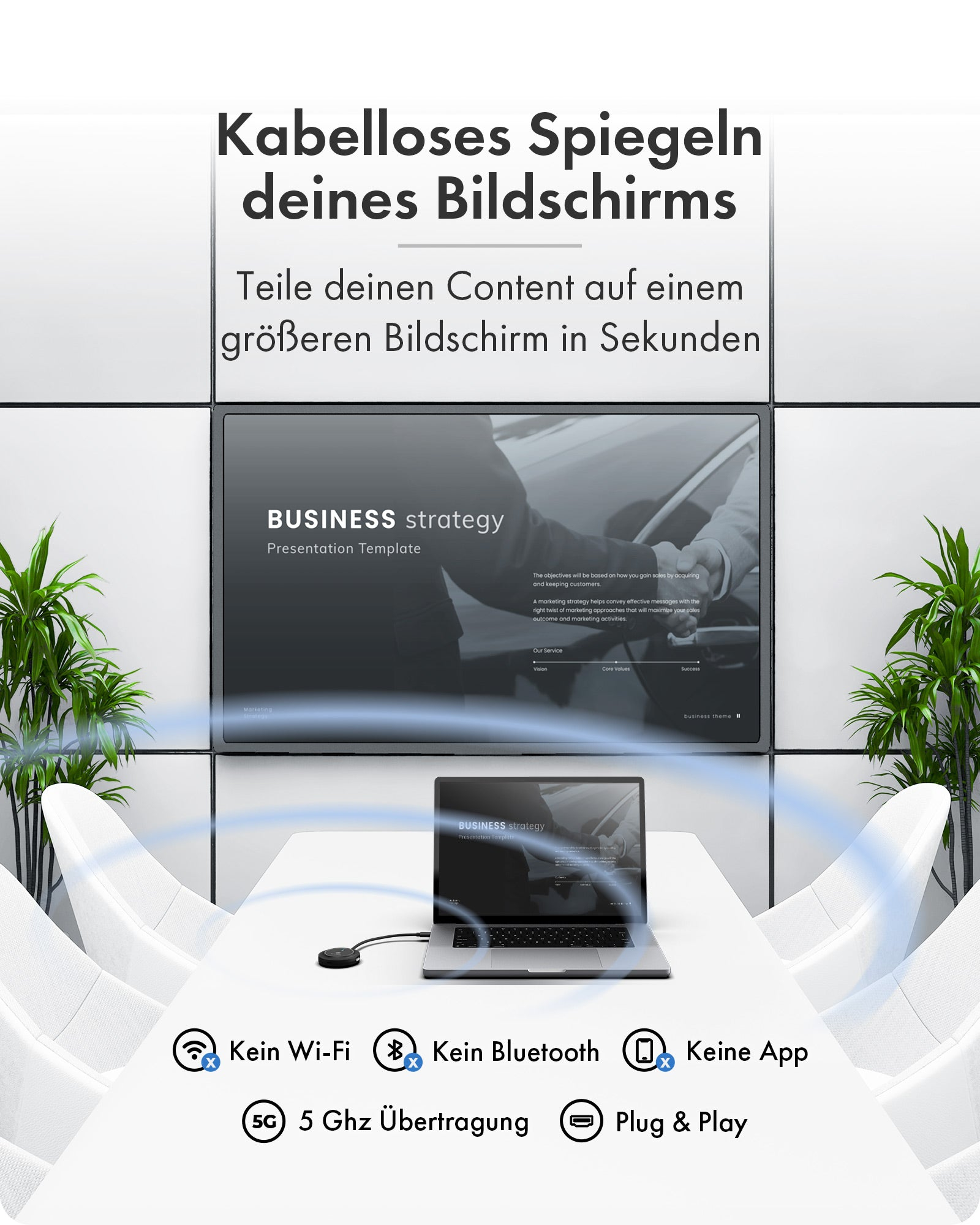 Adapter IcyBox IB-WL101 USB-C zu HDMI Transmitter + Receiver Adapter