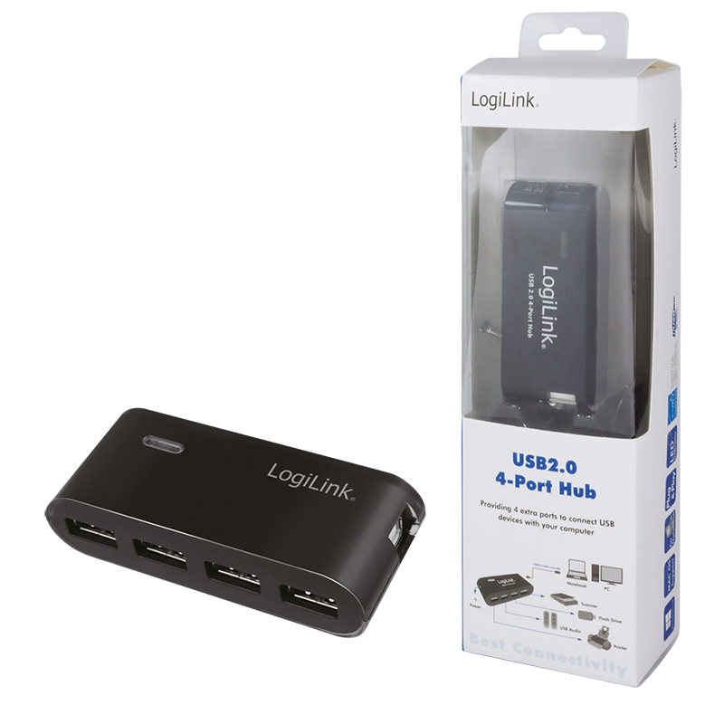Logilink USB-HUB 4-Port m. Netzteil schwarz