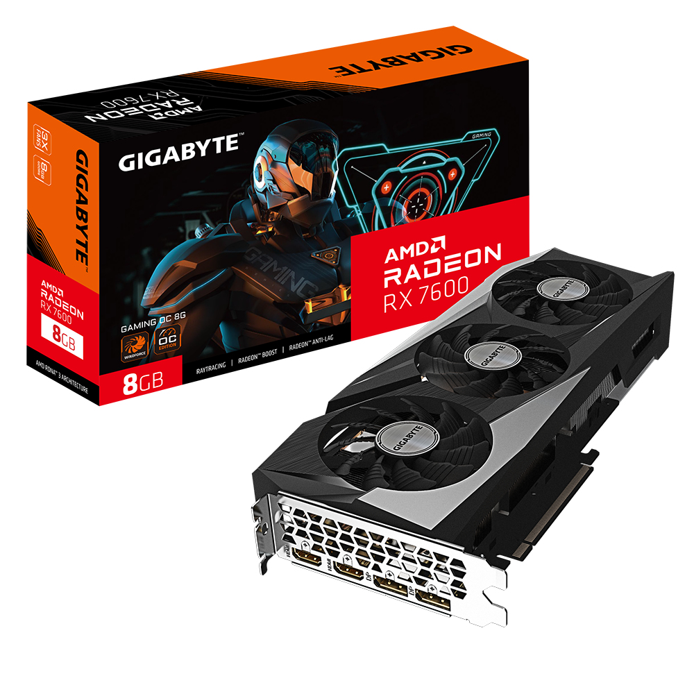 Gigabyte Radeon RX7600 Gaming OC   8GB GDDR6 2xHDMI 2xDP