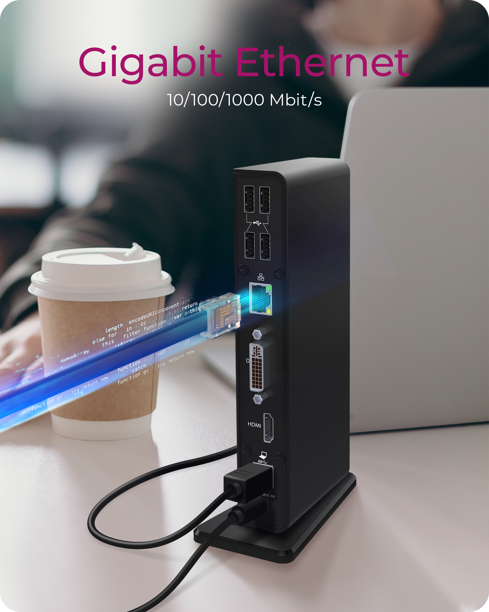 Dockingstation IcyBox USB 3.0 -> USB3.0/HDMI/DVI/LAN/3.5 retail