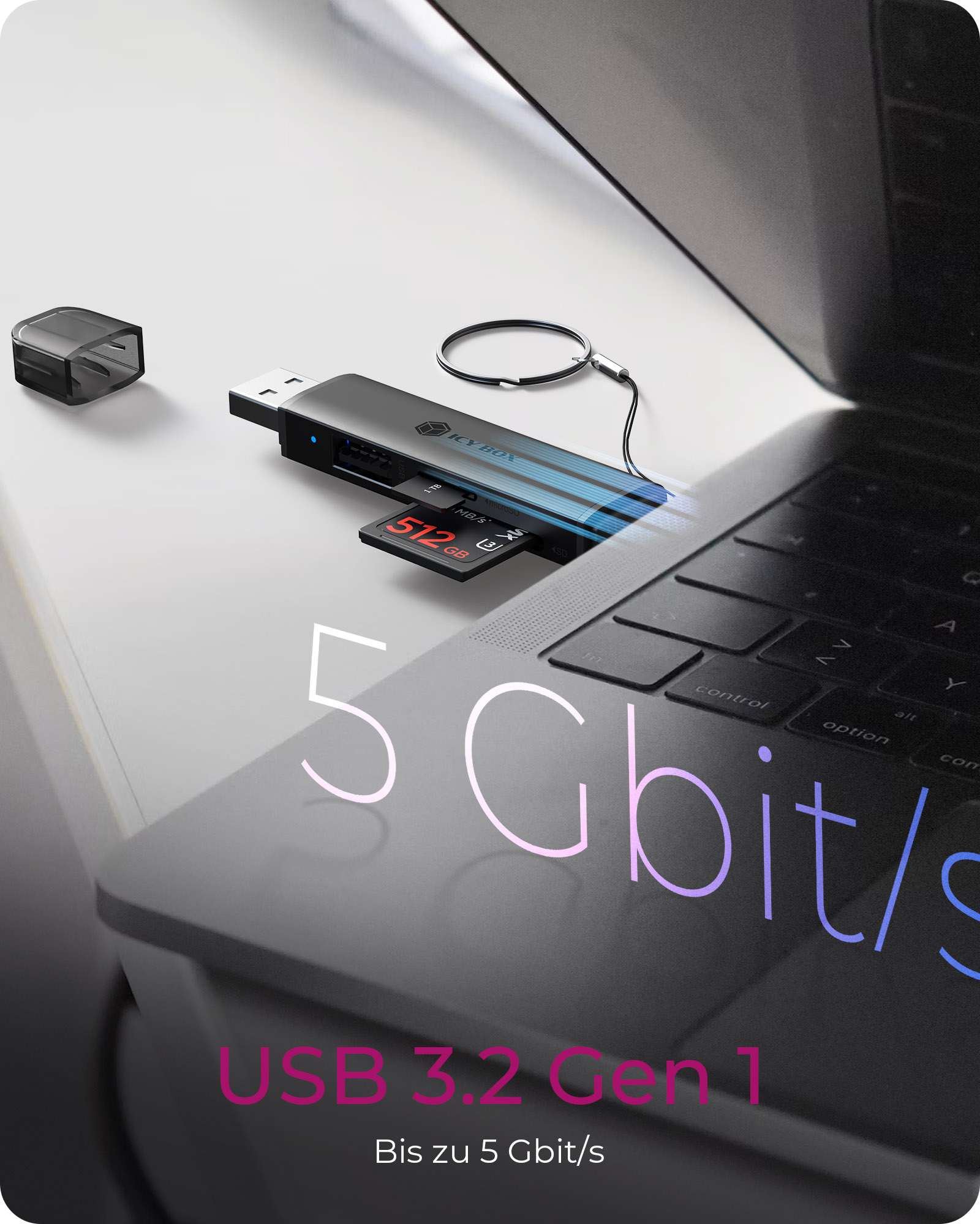 Adapter IcyBox USB 3.2 Gen1 3-in-1 Kartenleser USB Type-C/A