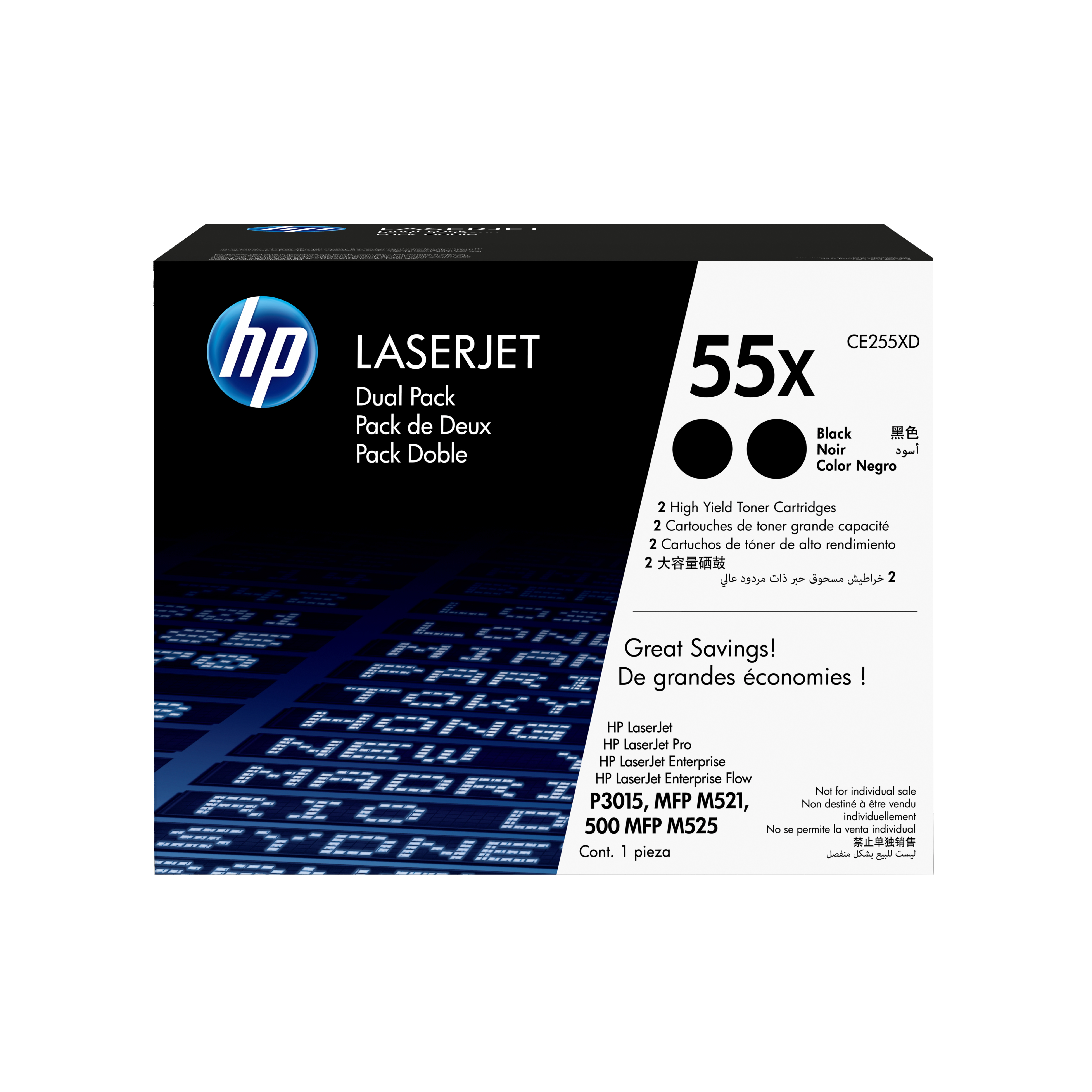 HP 55X 2er-Pack Schwarz Original LaserJet Tonerkartusche mit hoher Reichweite