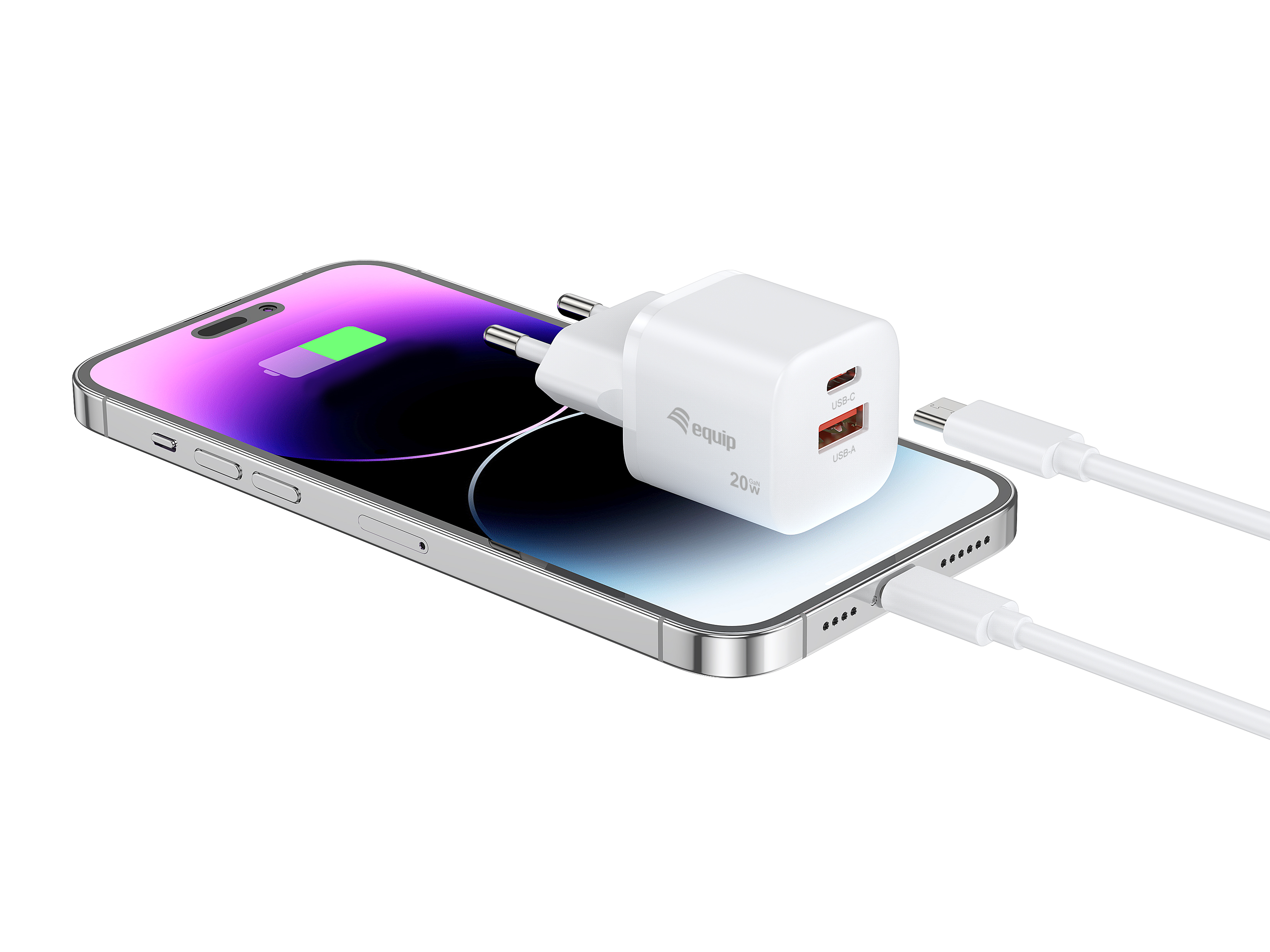 Equip Ladegerät 2Port USB-C PD3.0/USB-A GaN 25St.20W ÜSS ws