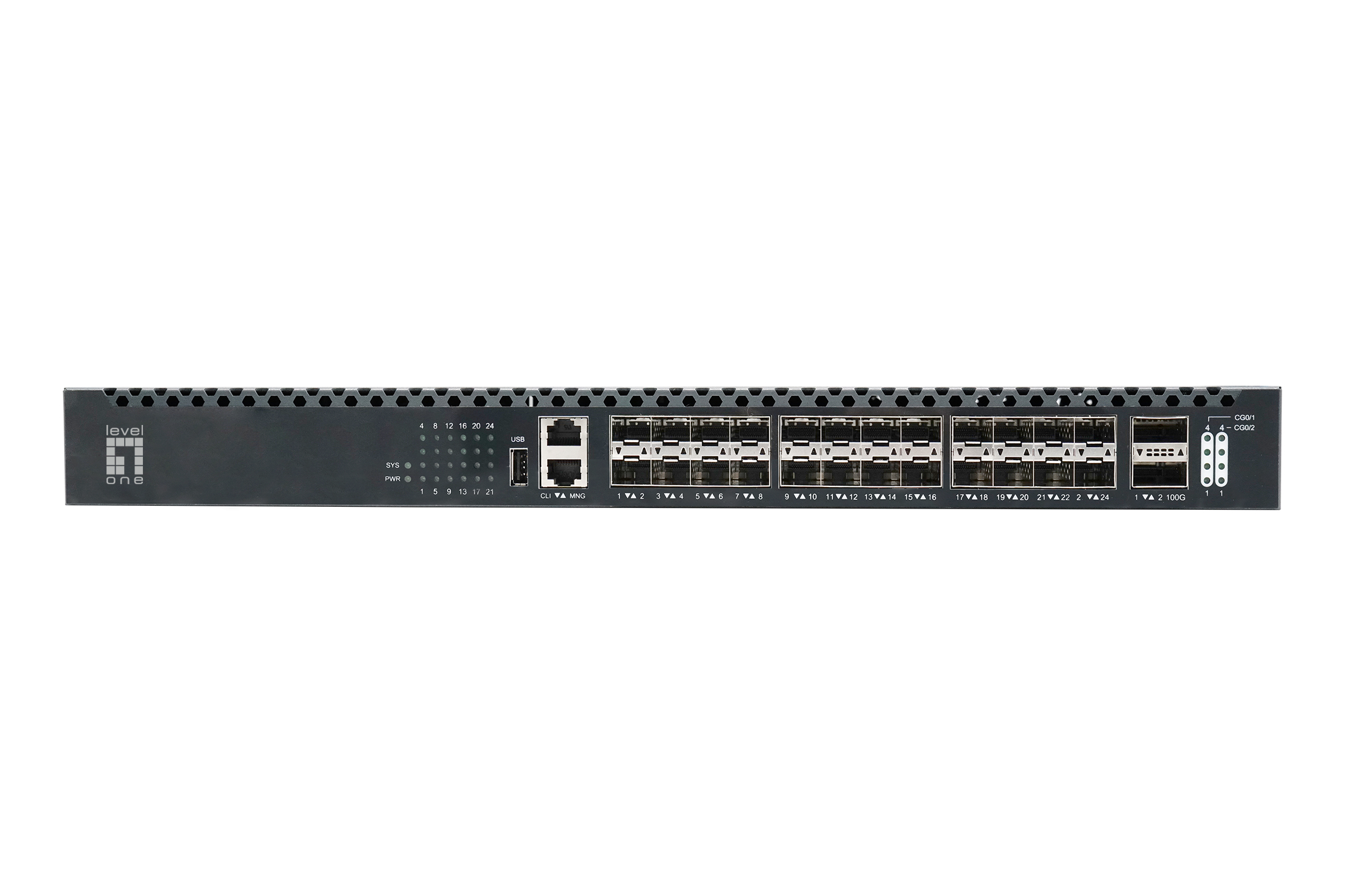 LevelOne Switch 24x10GSFP+/2x100GQSFP+ TOR 19" Managed L3
