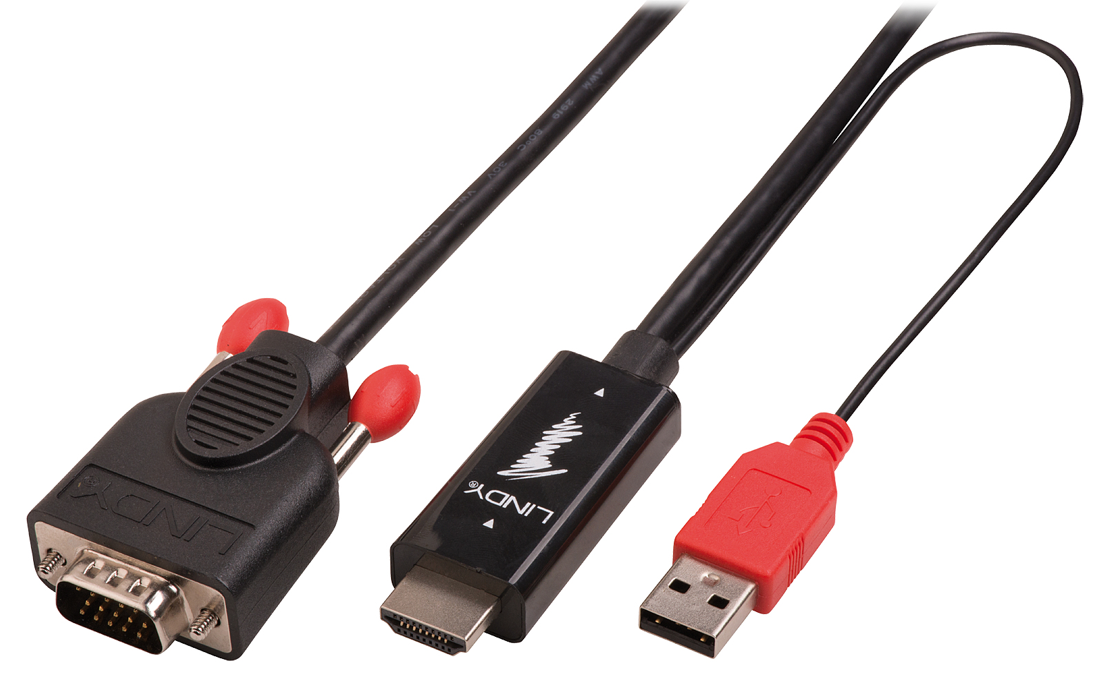 LINDY HDMI an VGA Kabel mit USB Typ A für Strom 1080p 2m LINDY HDMI an VGA Kabel mit USB Typ A für Strom 1080p 2m