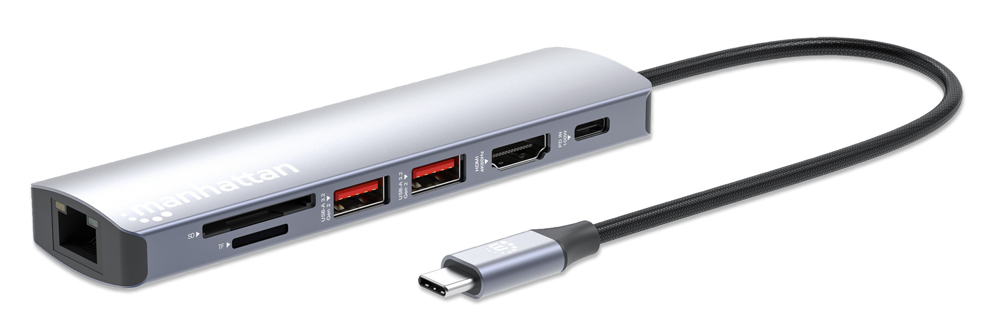 MANHATTAN 7-in-1 4K USB-C Dockingstation 1xHDMI 2xUSB 10Gb/&shy;s