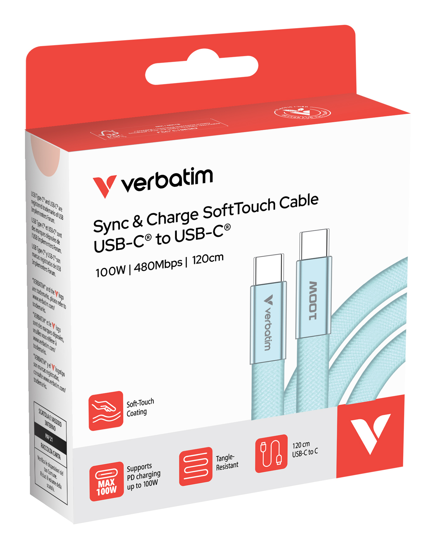 Verbatim Sync & Charge USB-C to USB-C 100W 120cm blue